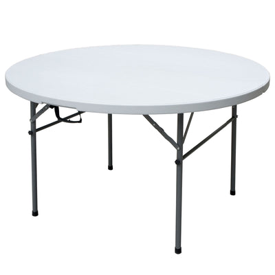 Plastic Development Group 4 Ft Round Indoor Outdoor Folding Banquet Table, White