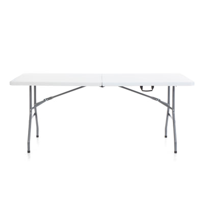 Plastic Development Group 6 Foot Fold In Half Folding Banquet Table, White
