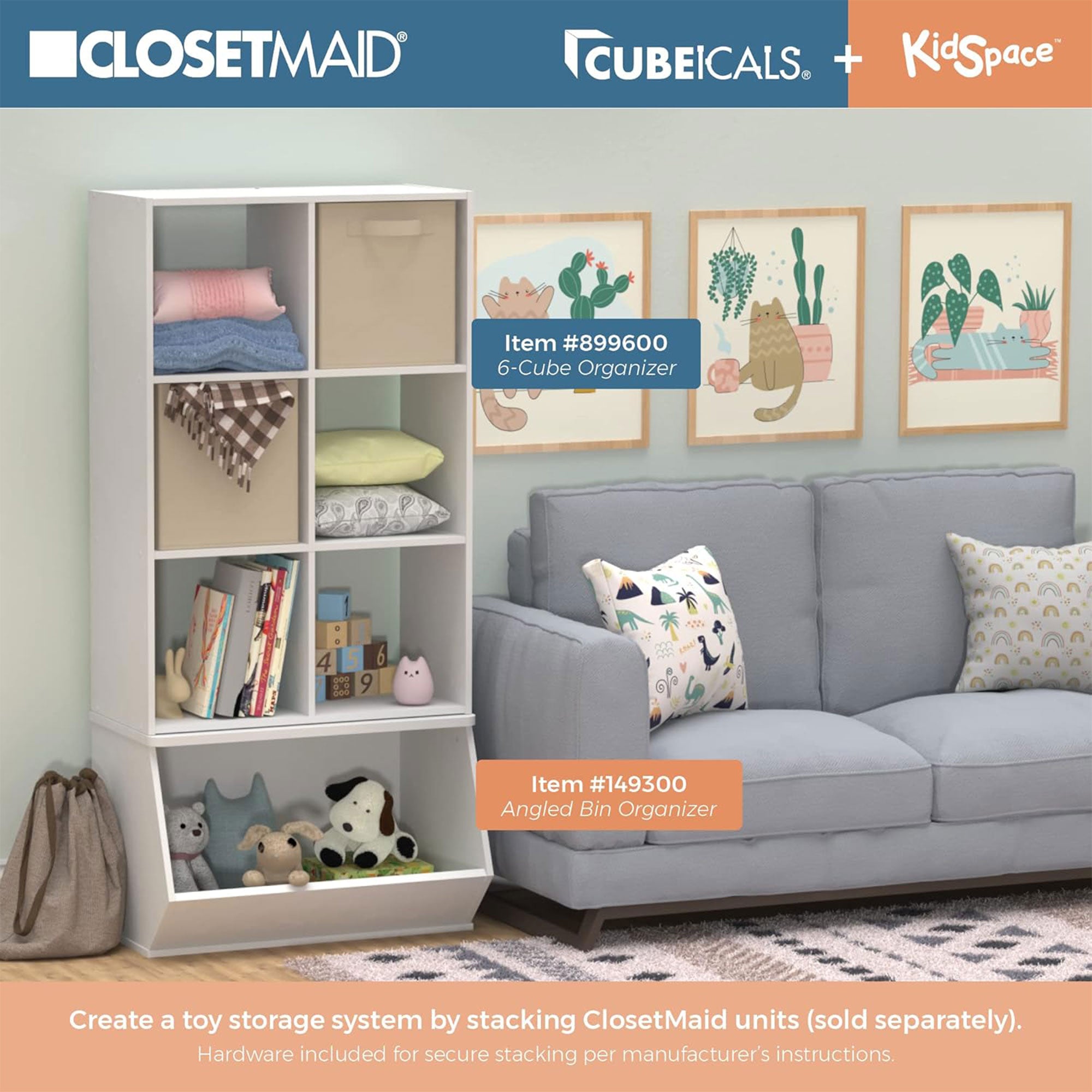 Closetmaid Decorative Home Stackable 6 Cube Organizer Storage, White (For Parts) - VMInnovations
