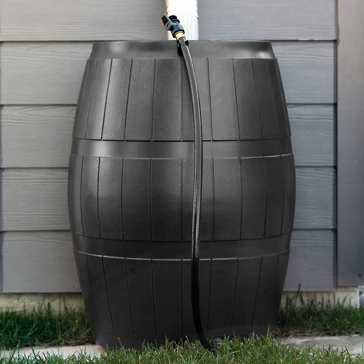 FCMP Outdoor 45-Gal BPA Free Home Rain Water Catcher Barrel, Black (For Parts)