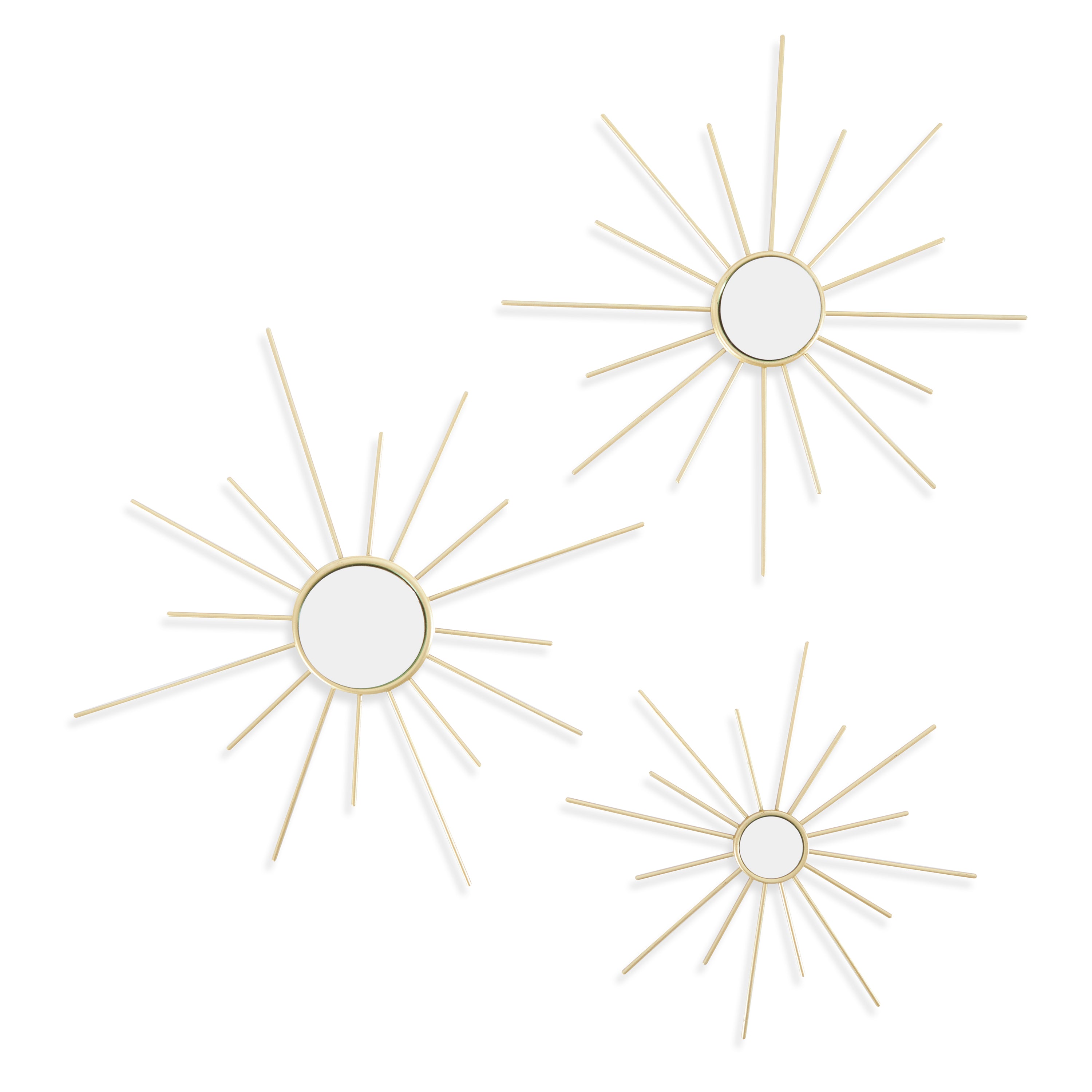 Stratton Home Mirror Metallic Modern Wall Art Decor Set of 3, Gold (Damaged)
