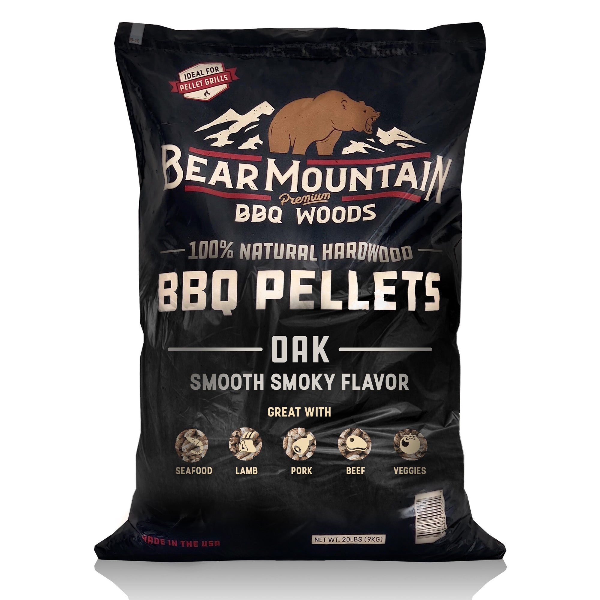 Bear Mountain BBQ Premium All-Natural Hardwood Oak BBQ Smoker Pellets, 20 lbs