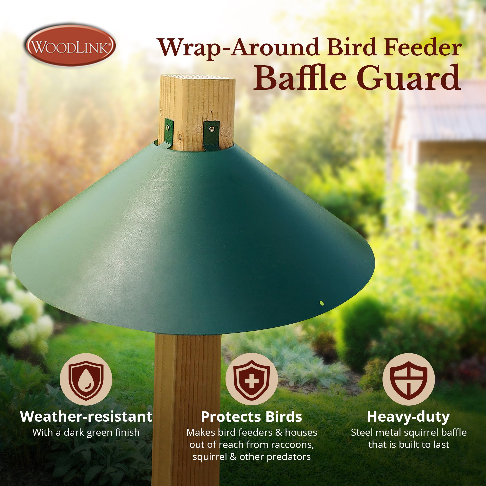 Woodlink Metal Wrap Bird Feeder Squirrel Baffle Guard 4x4 Pole Post (Open Box) - VMInnovations