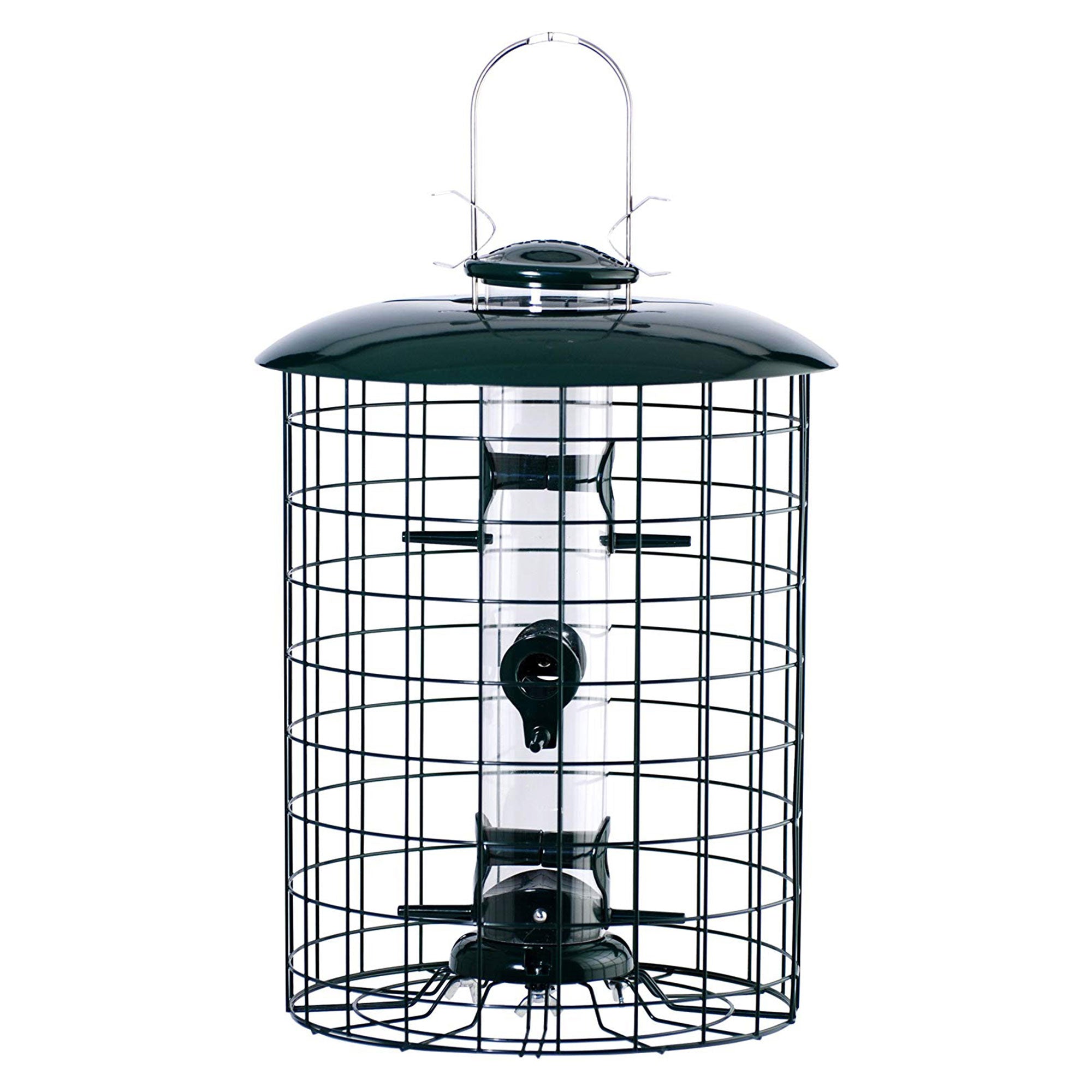 Woodlink 6 Port Protectant Metal Caged Seed Tube Hanging Bird Feeder, Green
