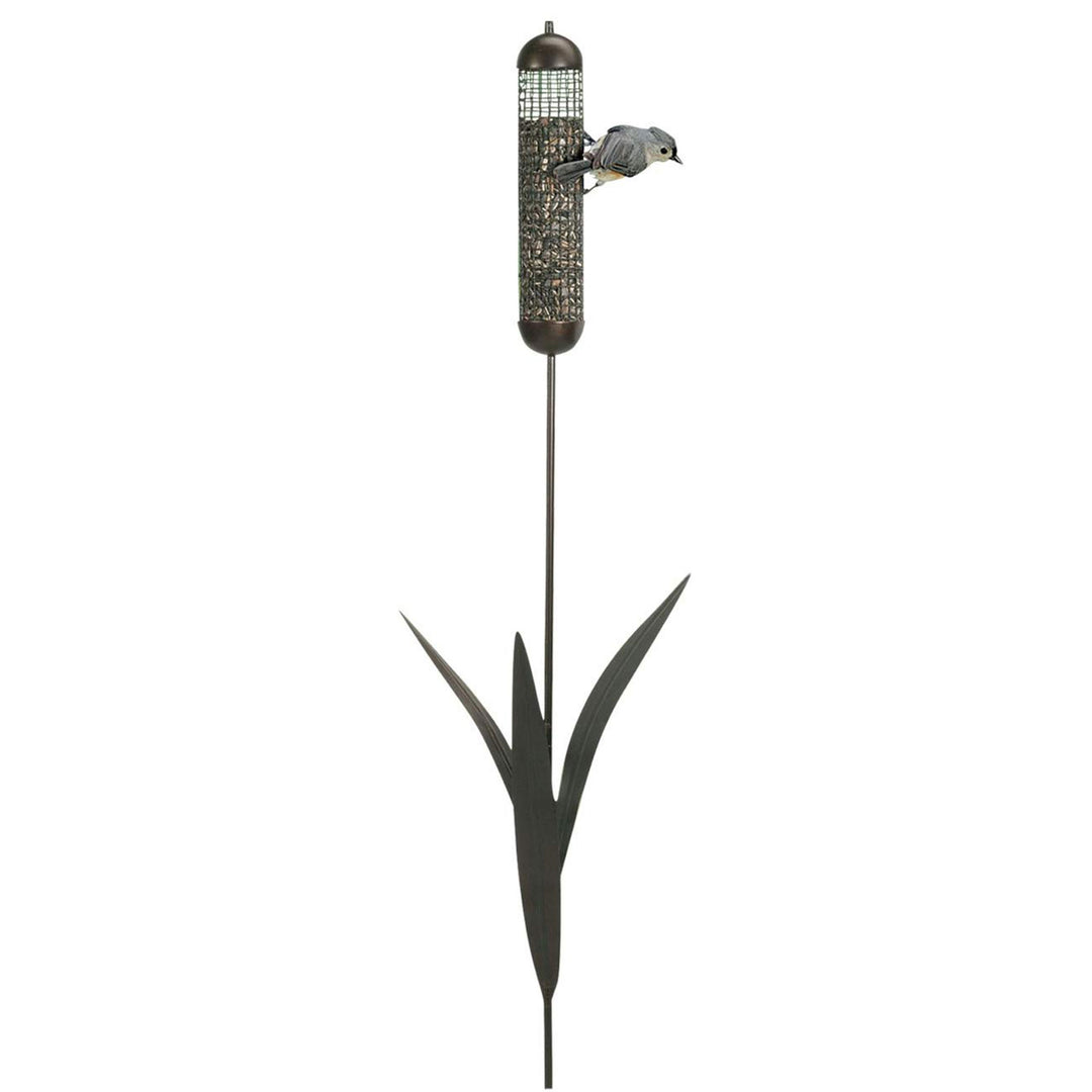 Woodlink 36 Inch Tall Portable Cattail Stake Bird Feeder with Metal Mesh Cage - VMInnovations