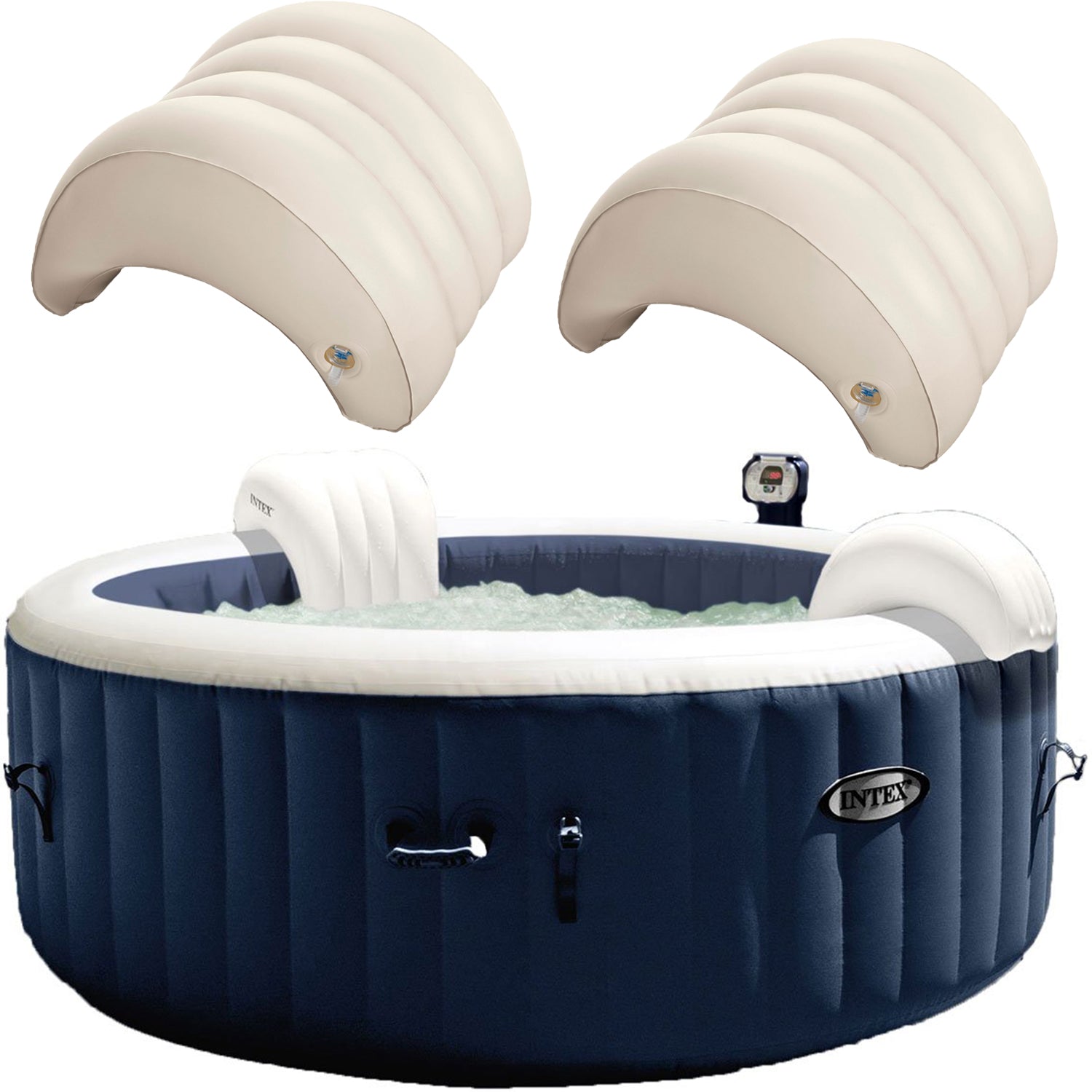 Intex PureSpa 4 Person Inflatable Portable Hot Tub & Headrest Pillow (2 Pack)