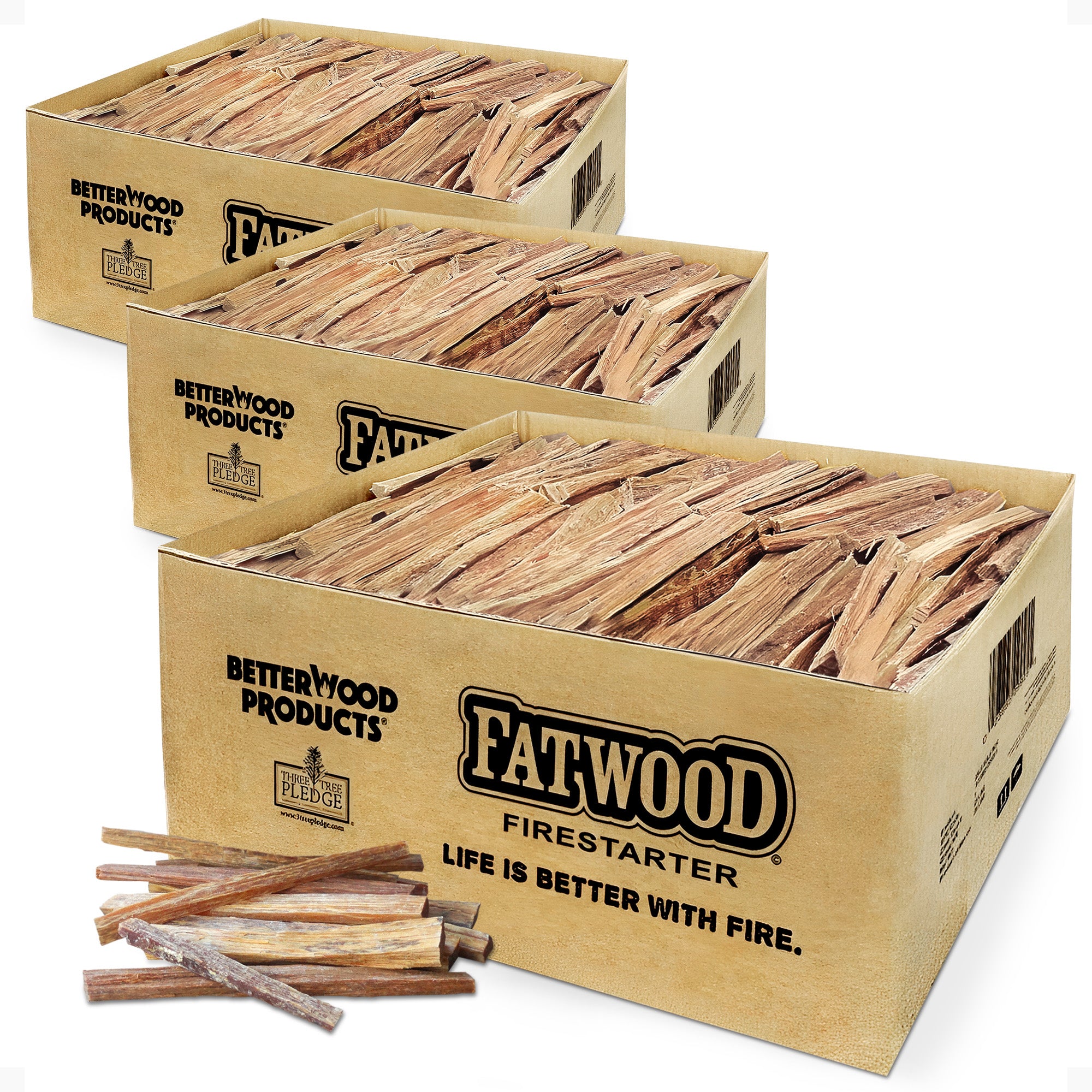 Betterwood Products Natural Hand Split Fatwood 25 Pound Firestarter (3 Pack) - VMInnovations