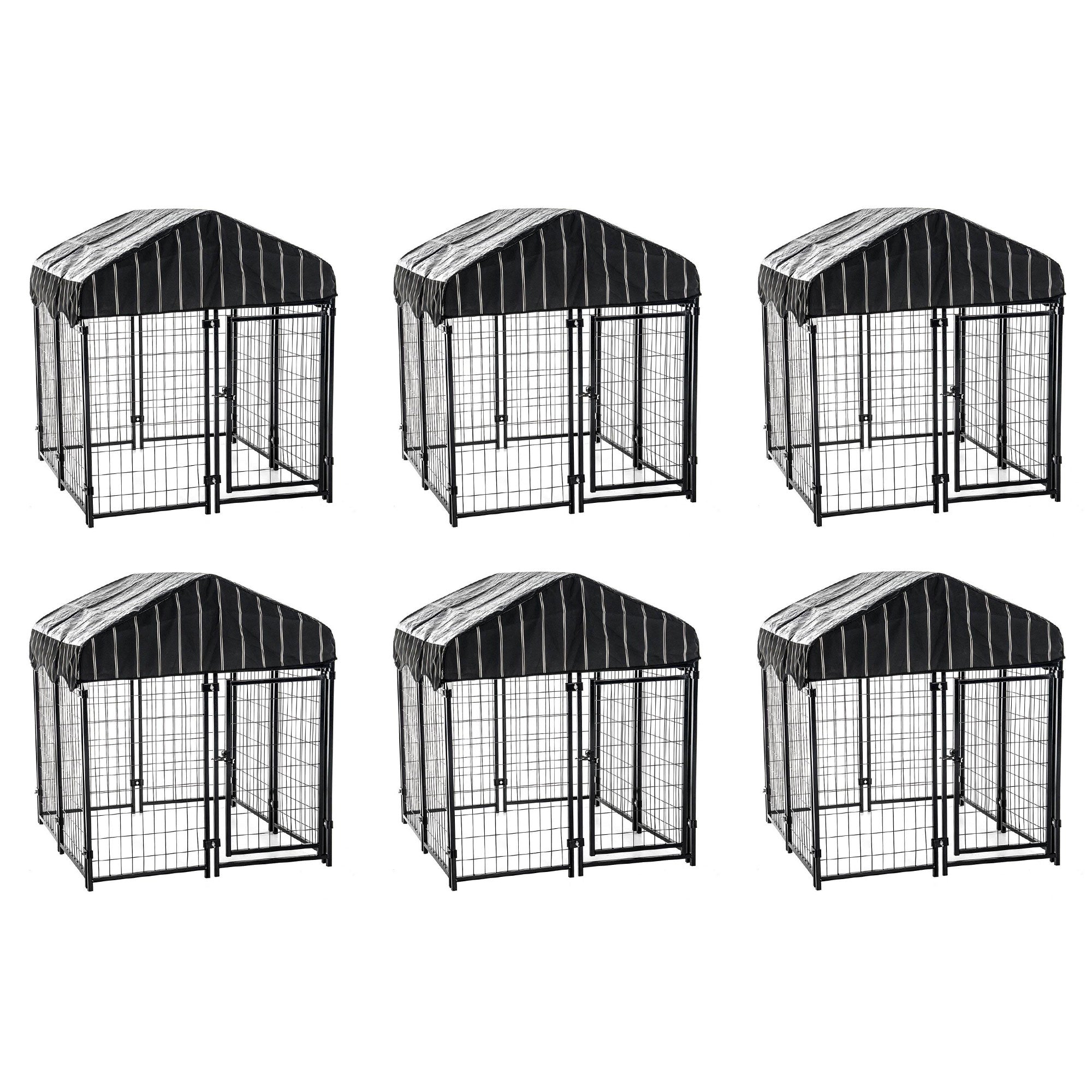 Lucky Dog 4 x 4.5 Ft Large Covered Wire Dog Fence Kennel Pet Play Pen, (6 Pack)
