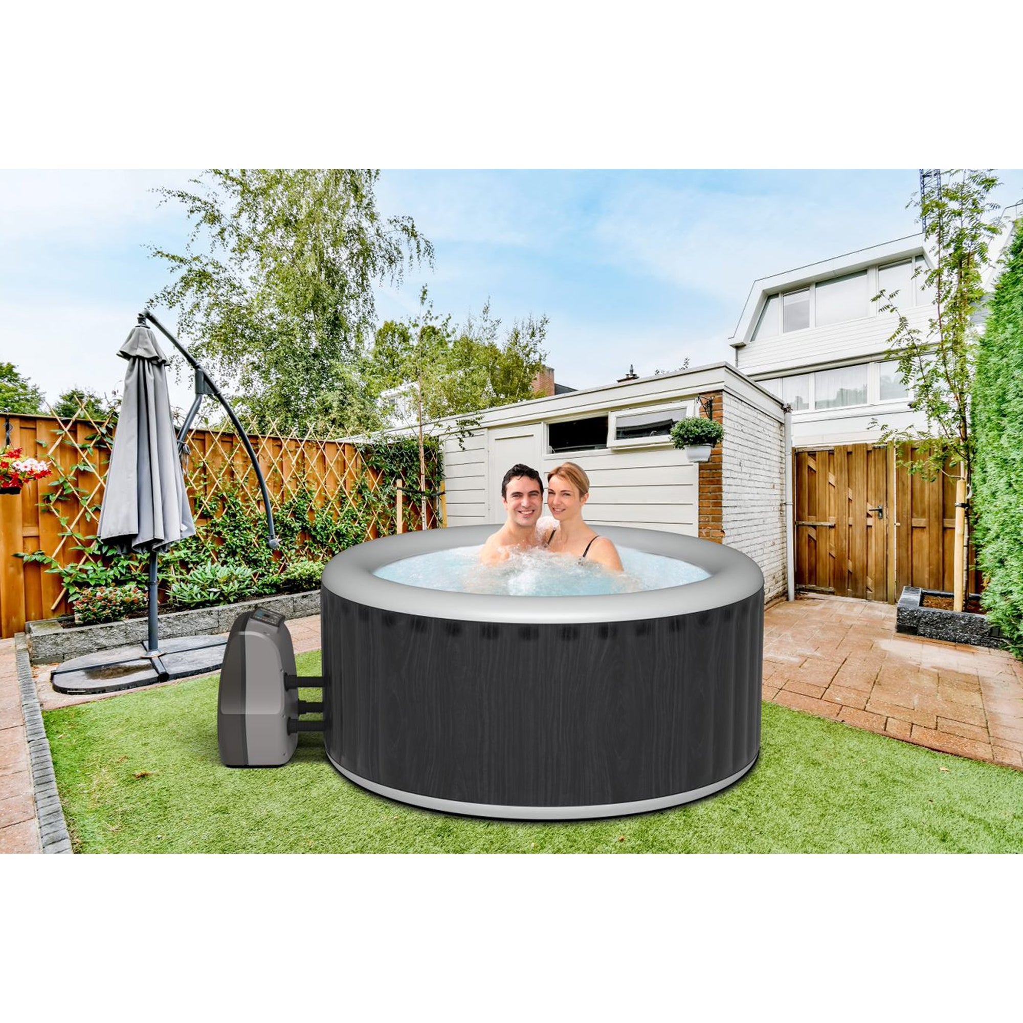 JLeisure Avenli 800 Liter 53 inch 4 Person Inflatable Round Hot Tub Spa, Black