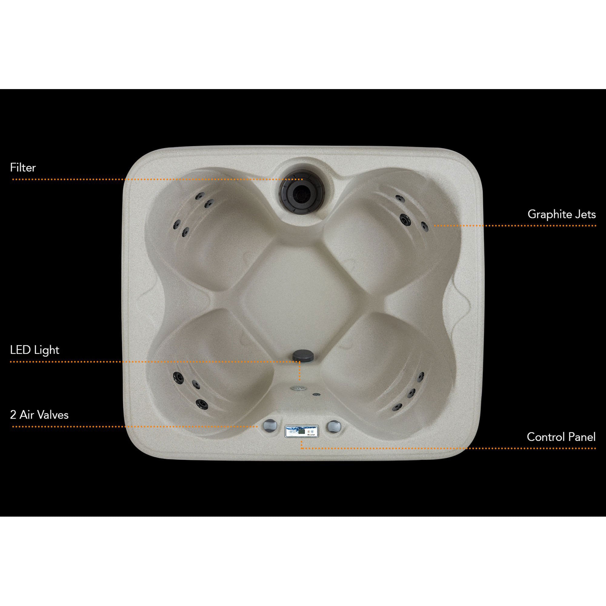 LifeSmart 4 Person Square Hot Tub Spa w/ 36 Inch Hot Tub Storage Steps, Gray