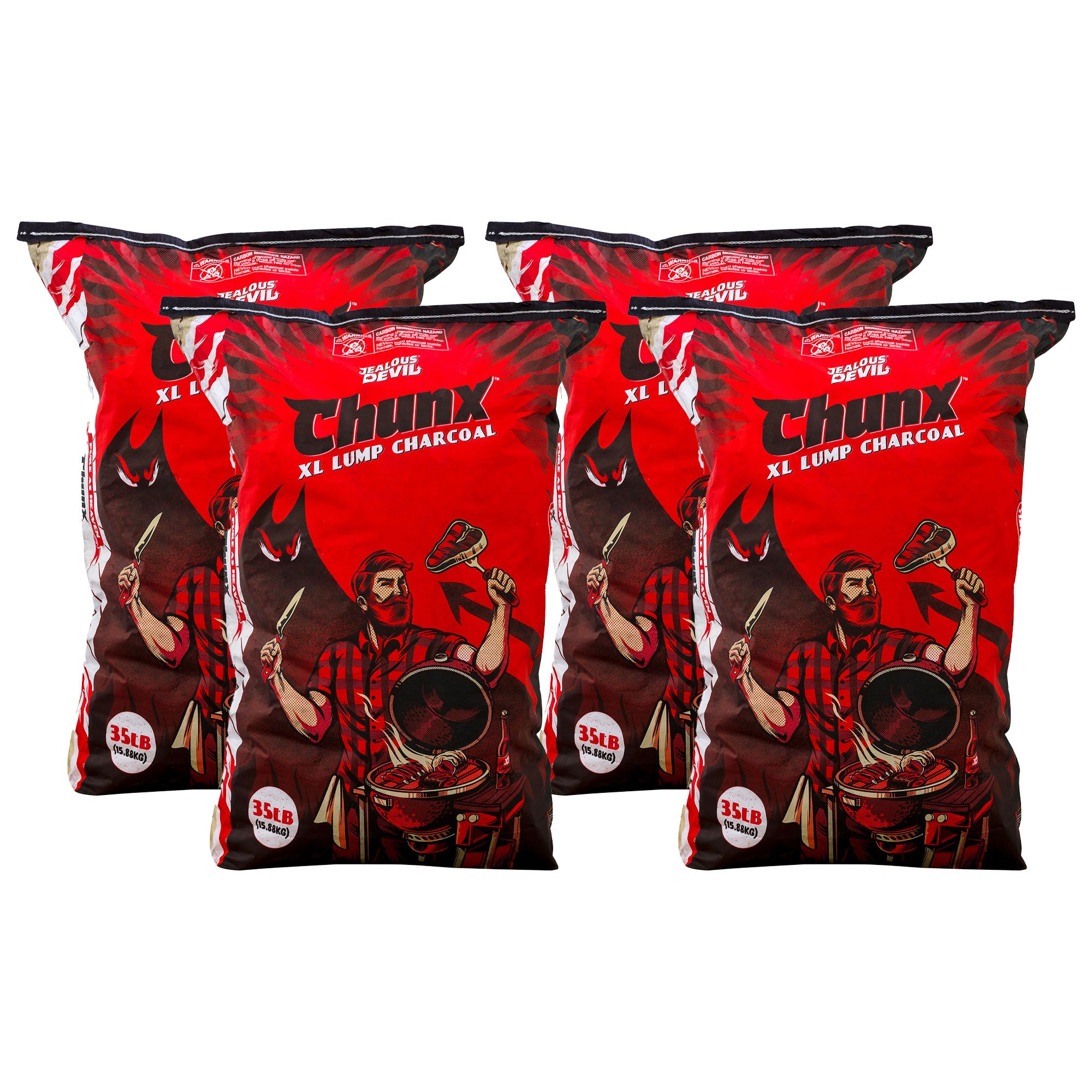 Jealous Devil Natural Hardwood Wood Lump Grill Charcoal, 35 Pounds (4 Pack) - VMInnovations