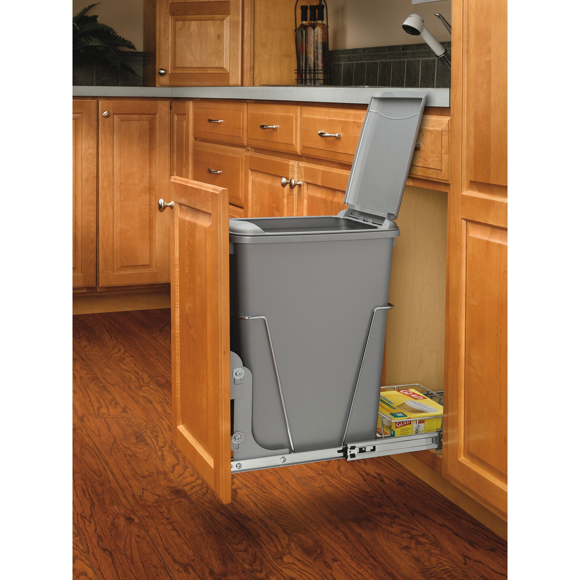 Rev A Shelf Single 35 Qt Sliding PullOut Waste Container, RV-12KD-17C S (2 Pack)