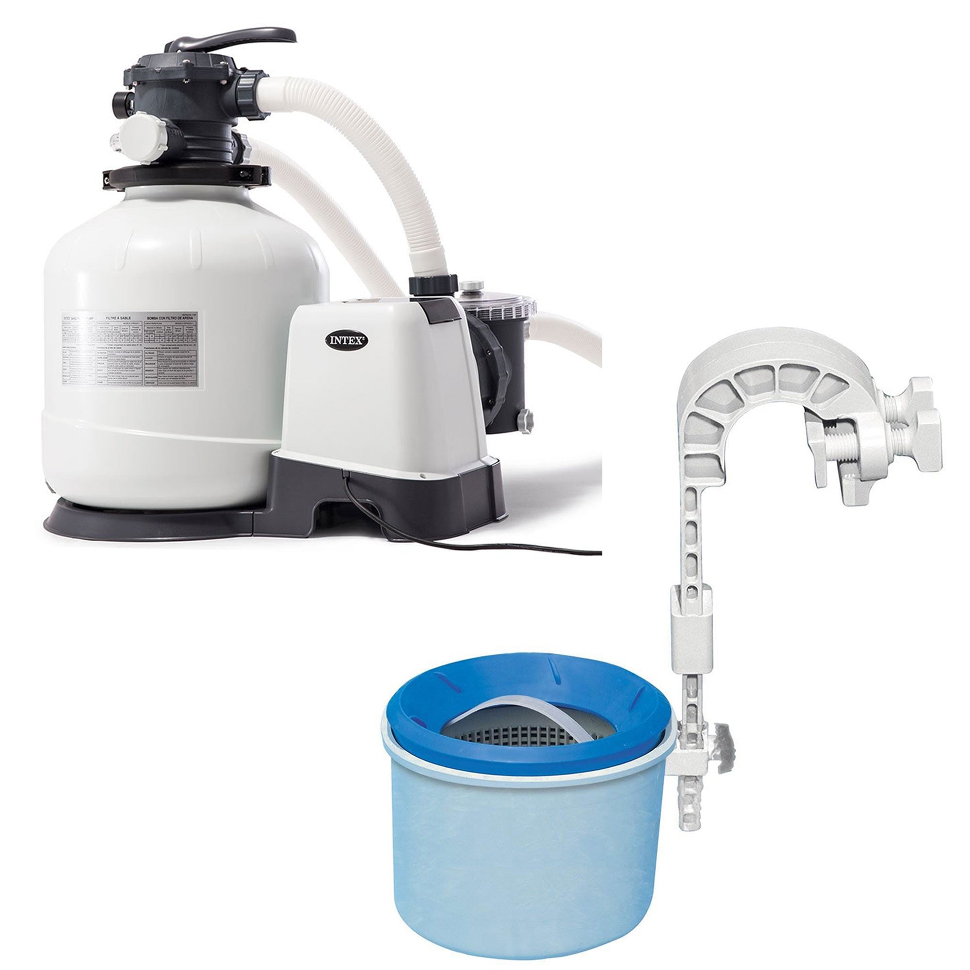 Intex 3000 GPH Pool Sand Filter Pump with Automatic Timer and Automatic Skimmer - VMInnovations