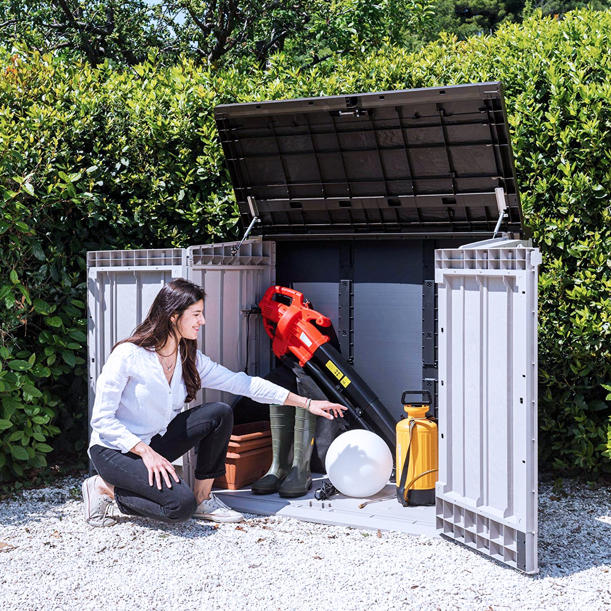 Toomax Stora Way All Weather 4.25' x 2.5' Storage Shed, Anthracite/Taupe Gray - VMInnovations