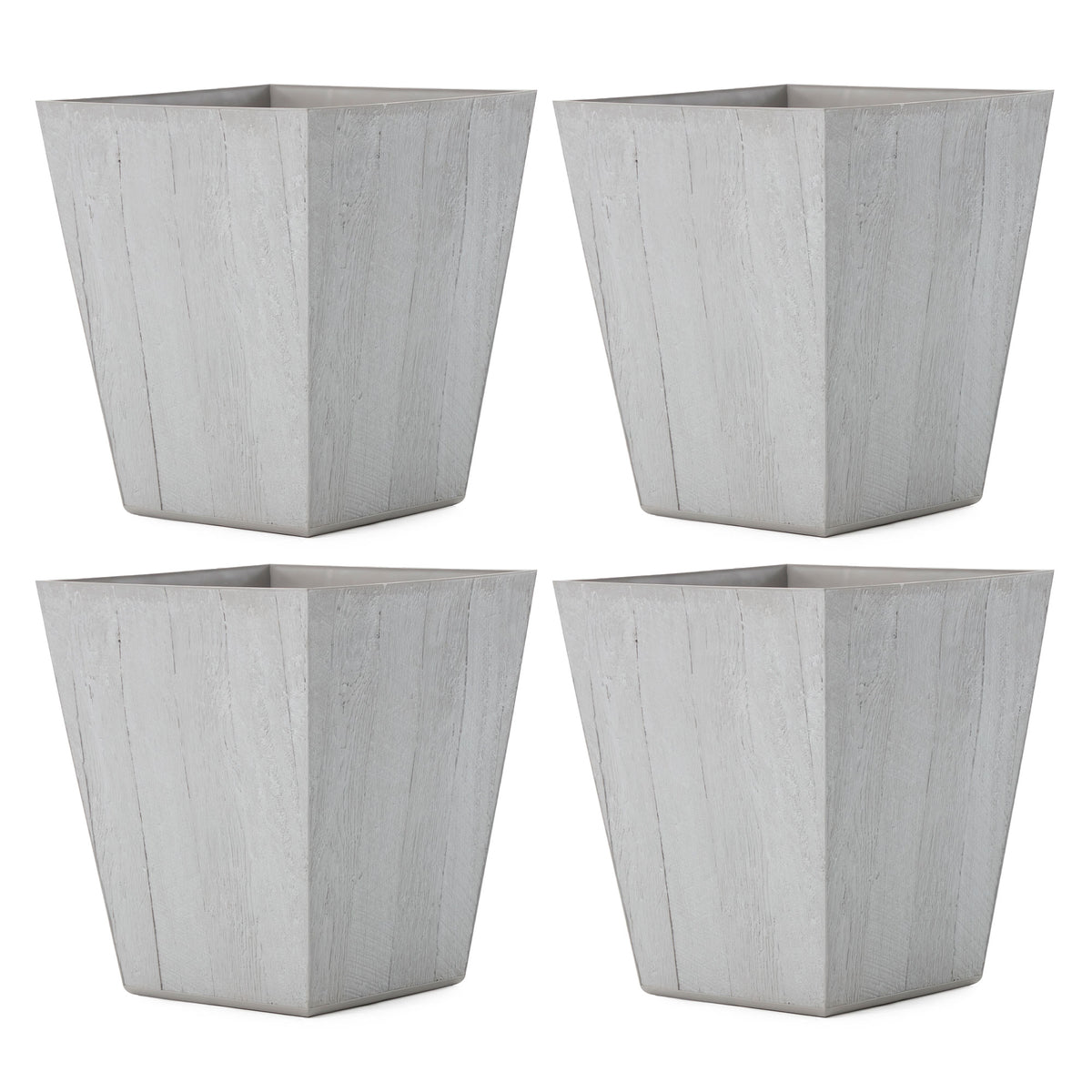 Suncast 16 Inch Farmington Decorative Rustic Wood Finish Garden Planter (4 Pack)