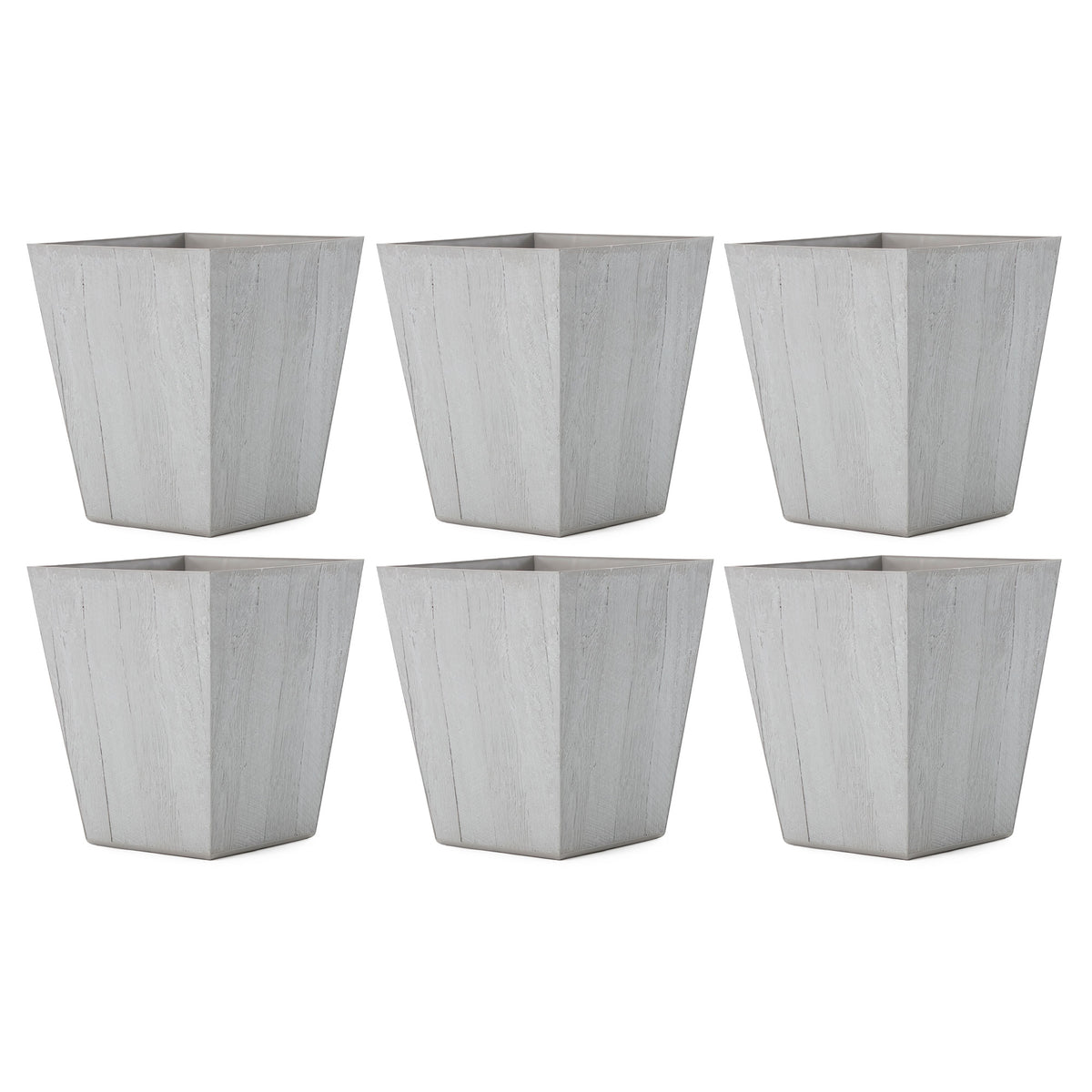 Suncast 16 Inch Farmington Decorative Rustic Wood Finish Garden Planter (6 Pack)