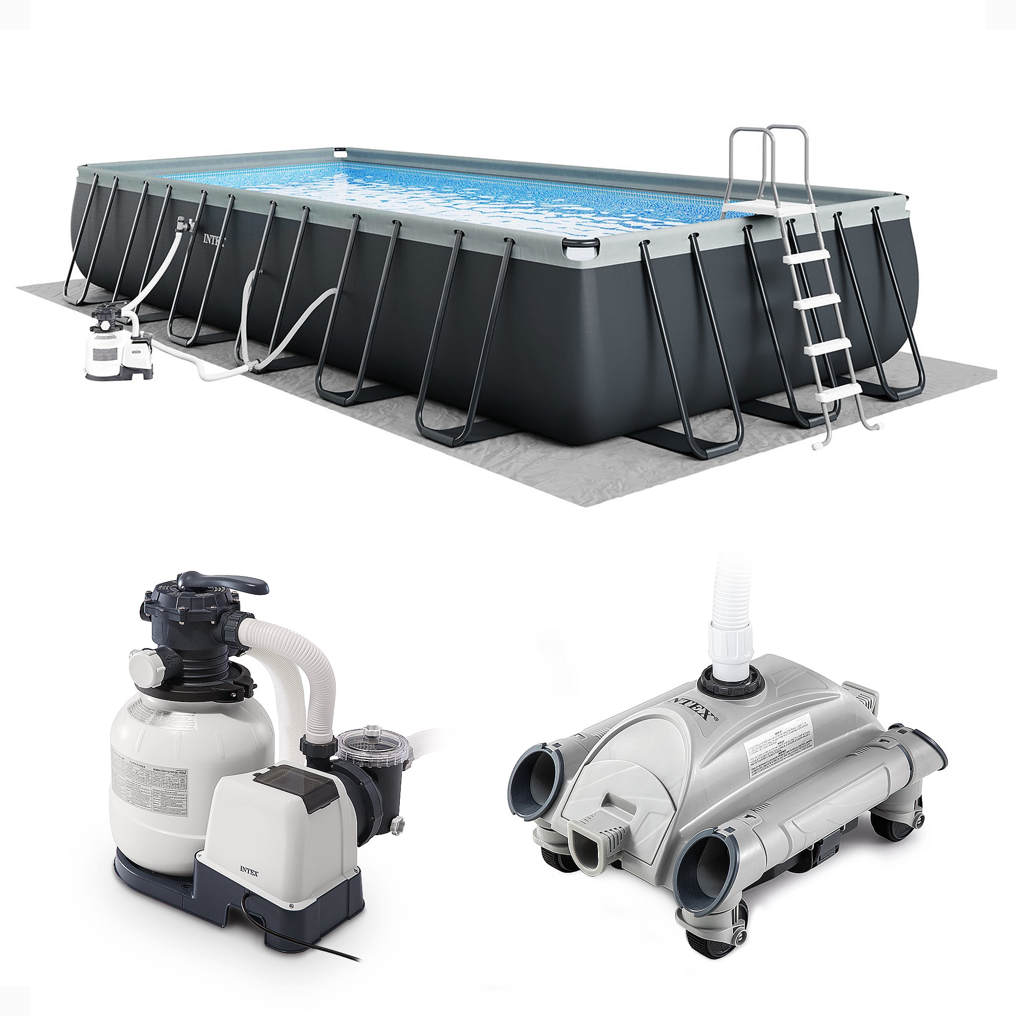 Intex Ultra XTR 24ft x 12ft x 52in Rectangular Frame Pool & Sand Vacuum Cleaner - VMInnovations