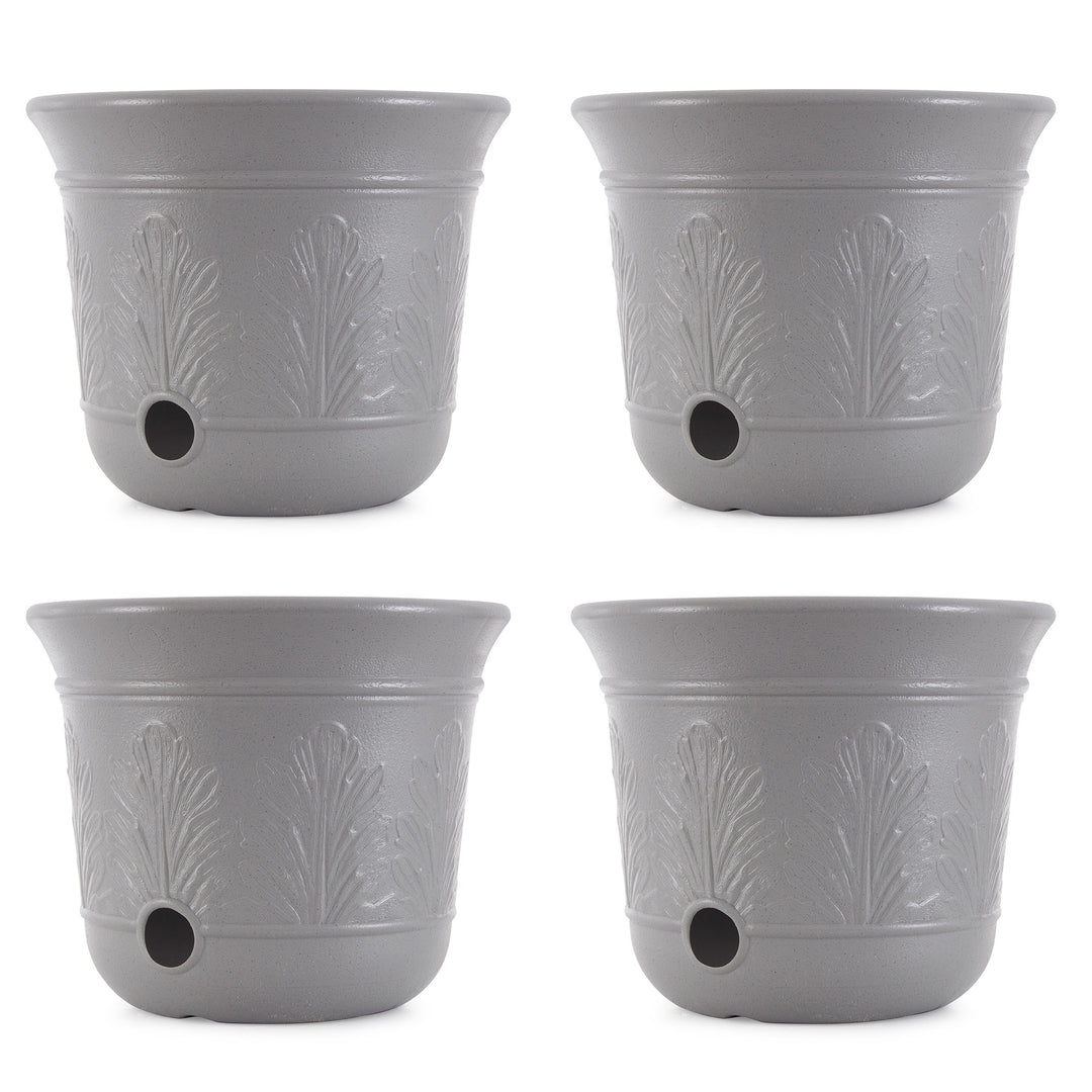 Suncast 300 Foot Heavy Duty 5 Gallon Decorative Garden Hose Pot, Gray (4 Pack) - VMInnovations