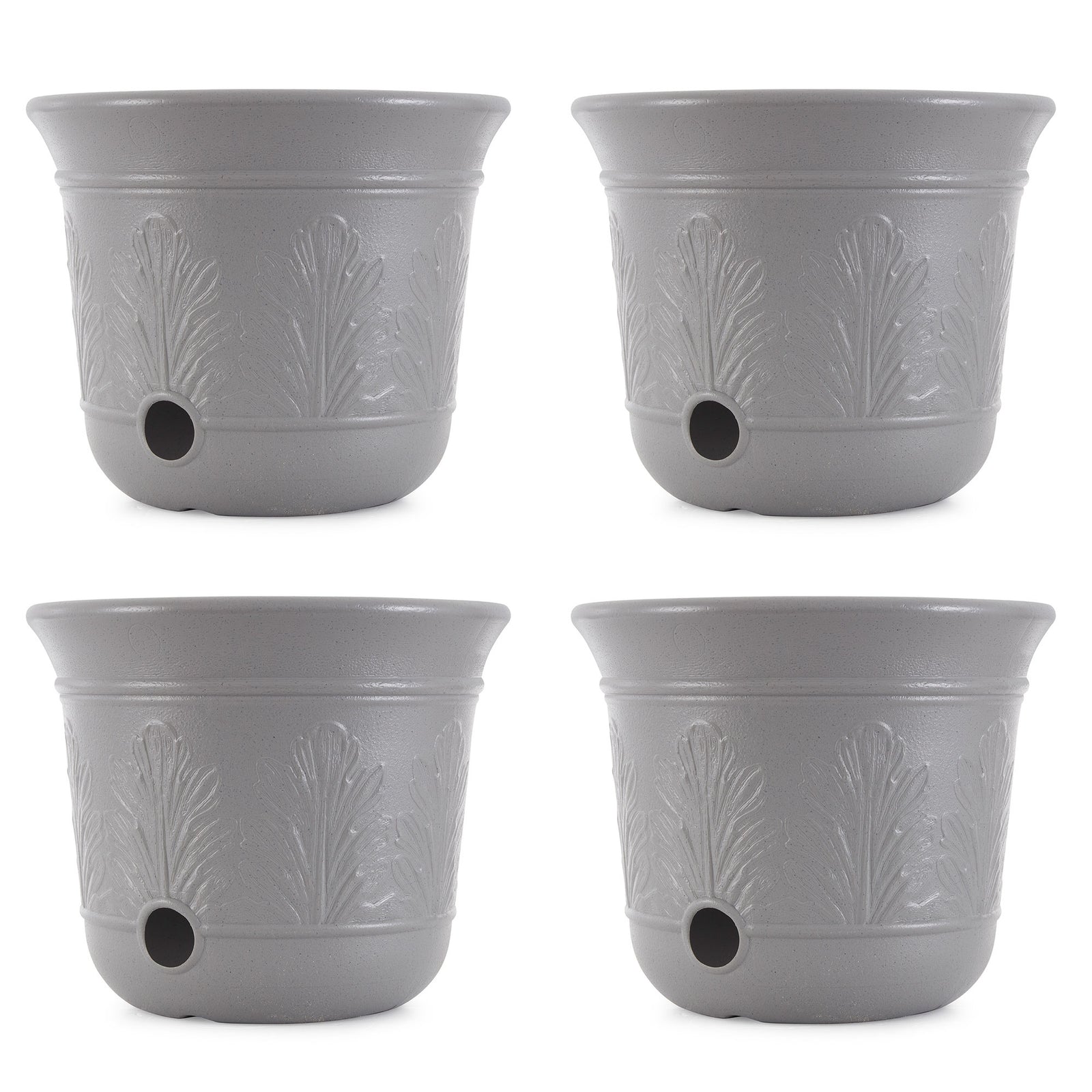 Suncast 300 Foot Heavy Duty 5 Gallon Decorative Garden Hose Pot, Gray (4 Pack) - VMInnovations