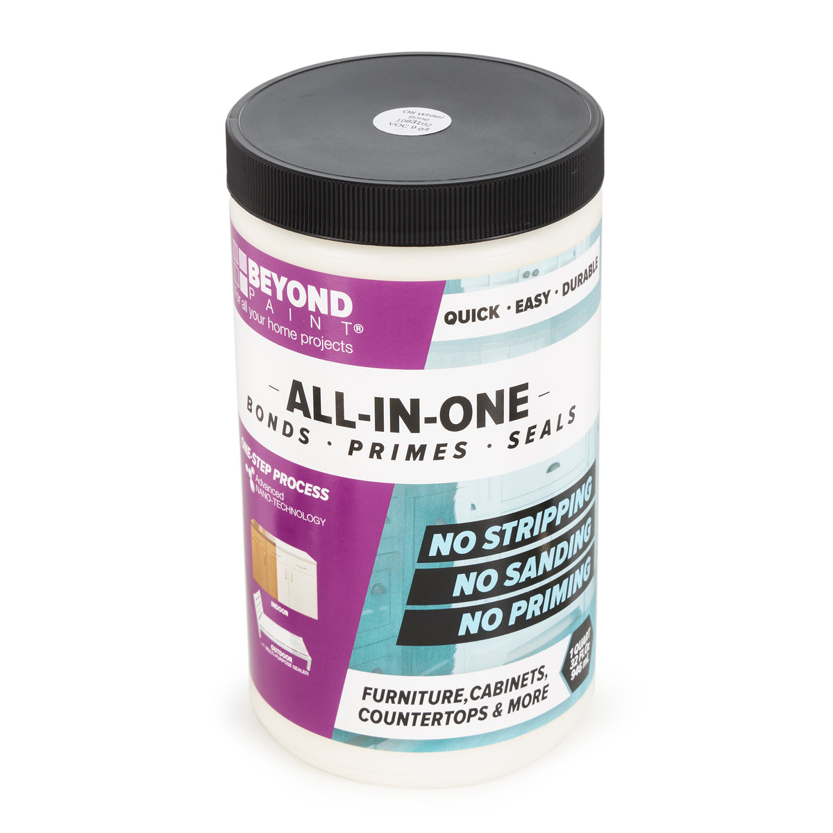 Beyond Paint 1 Quart All in One Multi Use Refinishing Paint, Off White(Open Box)