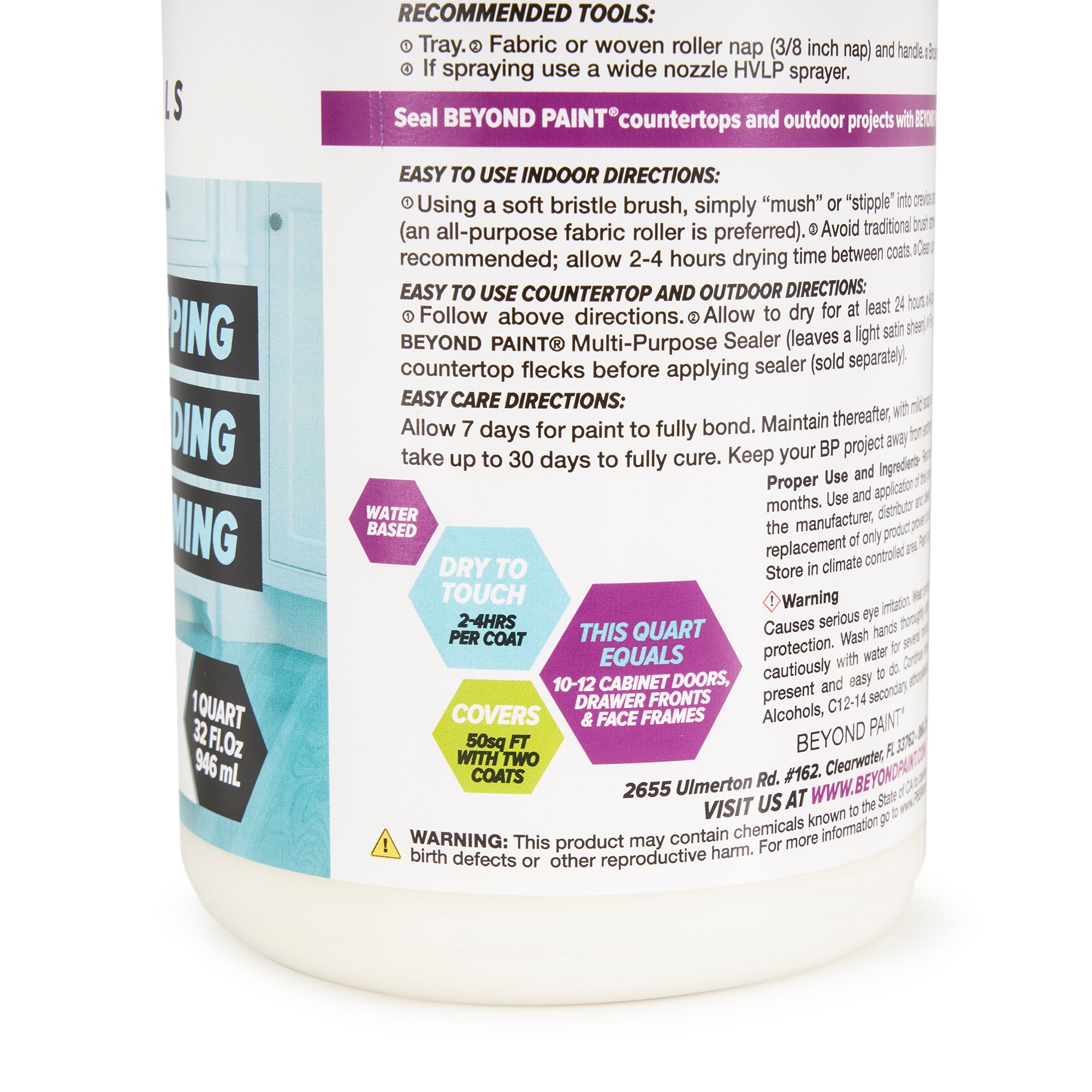 Beyond Paint 1 Quart All in One Multi Use Refinishing Paint, Off White(Open Box)