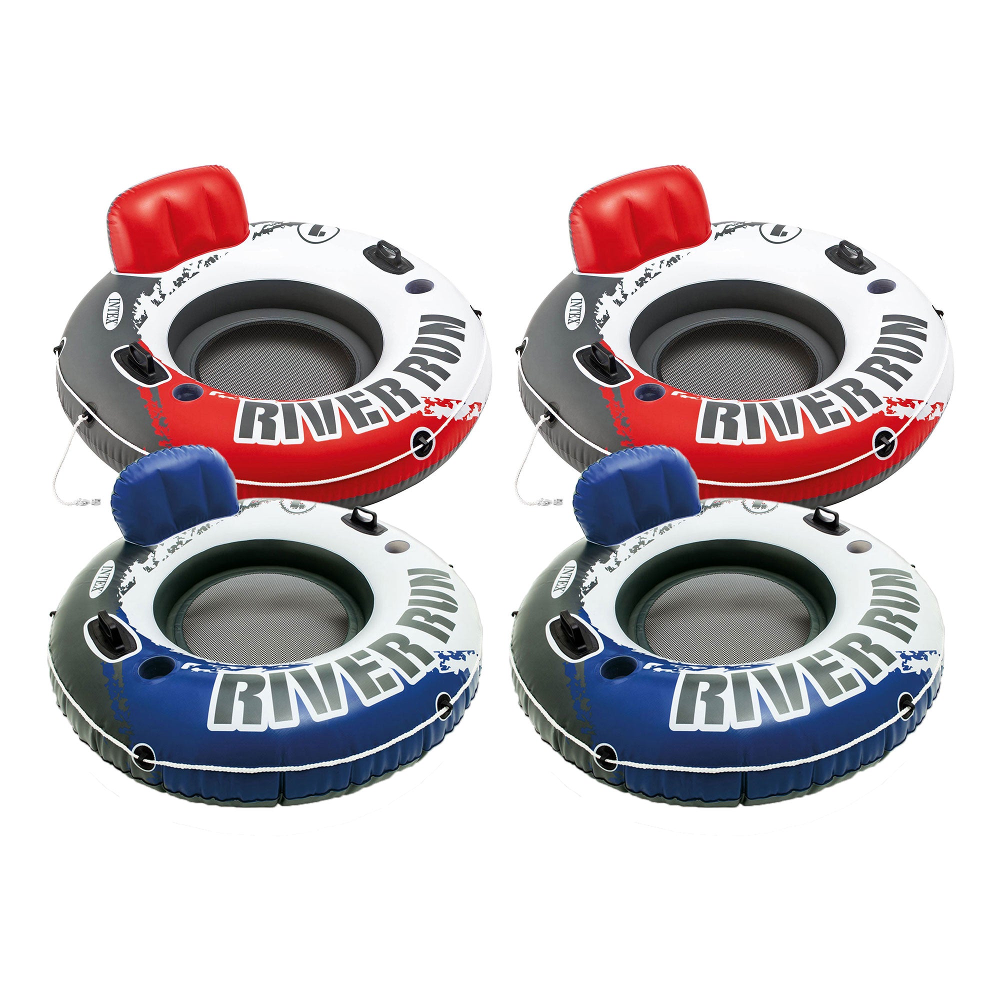 INTEX River Run 1 Inflatable Floating Lounge Pool Floats, 4 Pack, Color May Vary