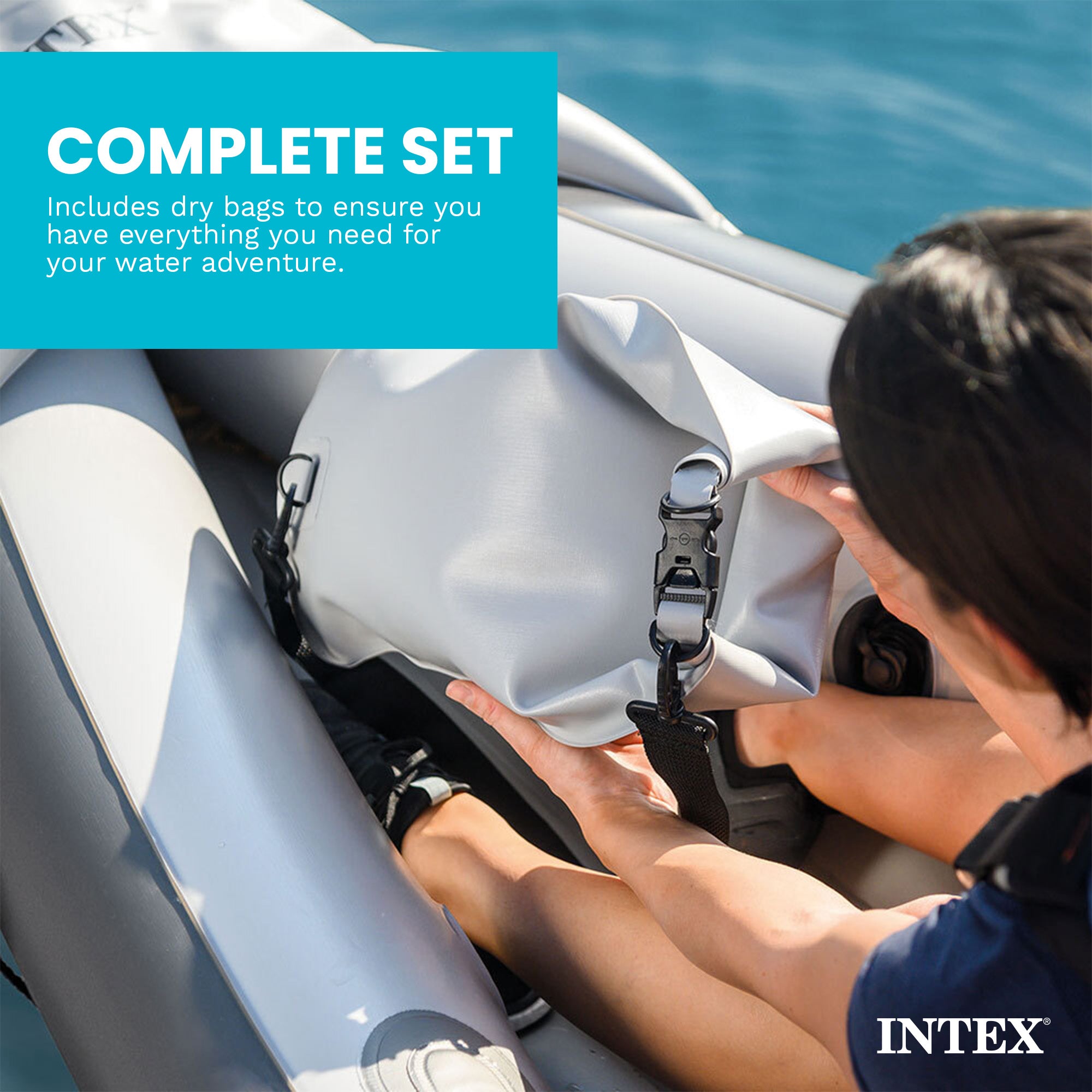 Intex Dakota K2 2 Person Vinyl Inflatable Kayak and Accessory Kit w/ Oars & Pump