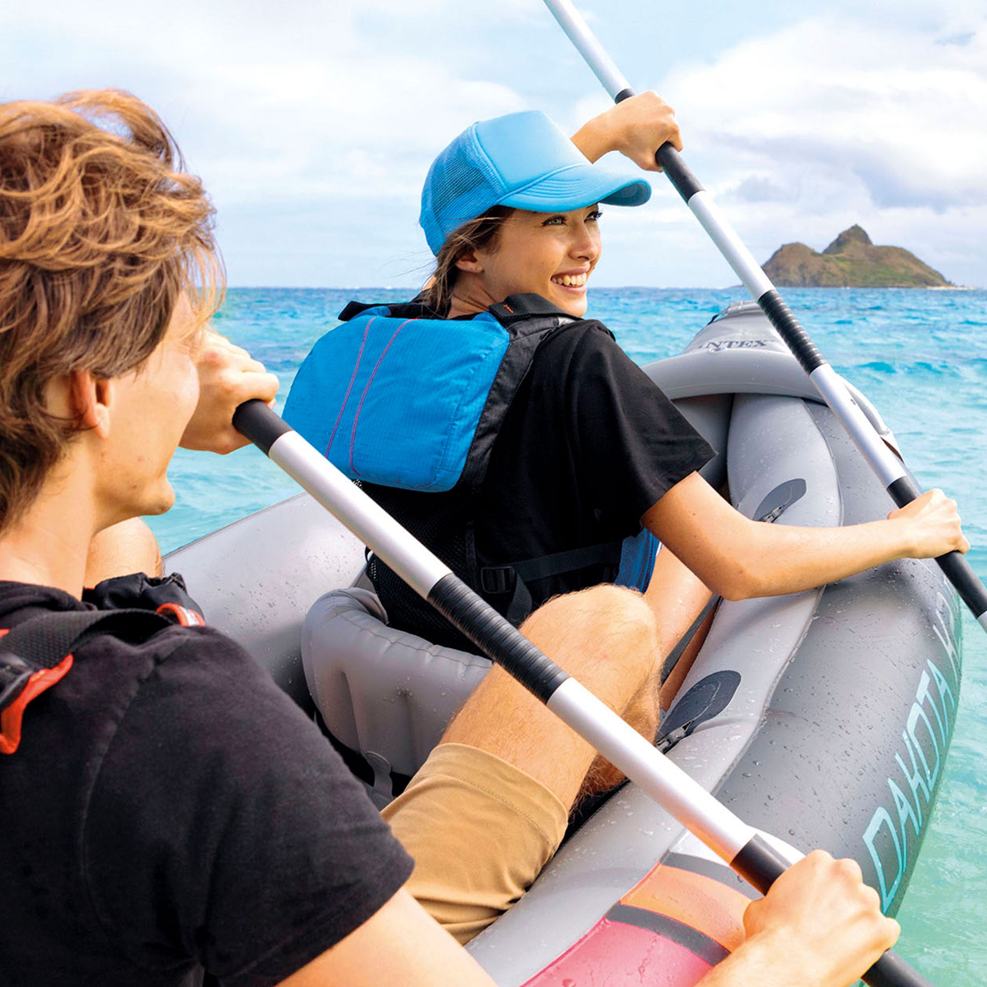 Intex Dakota K2 Vinyl Inflatable Kayak and Accessory Kit w/ Oars & Pump(Damaged)
