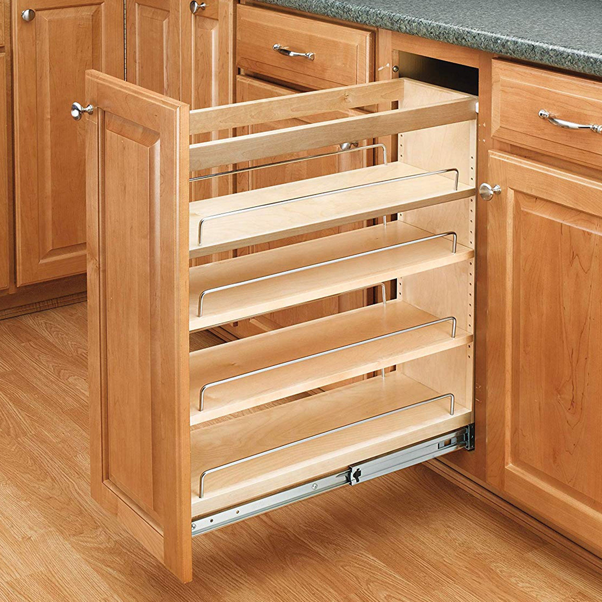 Rev-A-Shelf Base Cabinet Pullout Organizer with Wood Adjustable Shelves (2 Pack)
