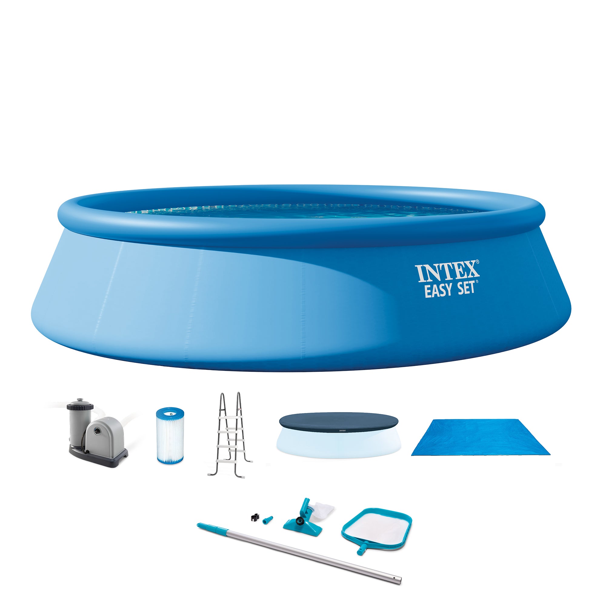 Round Above Ground Swimming Pool Set w/ Cleaning Maintenance Swimming Pool Kit