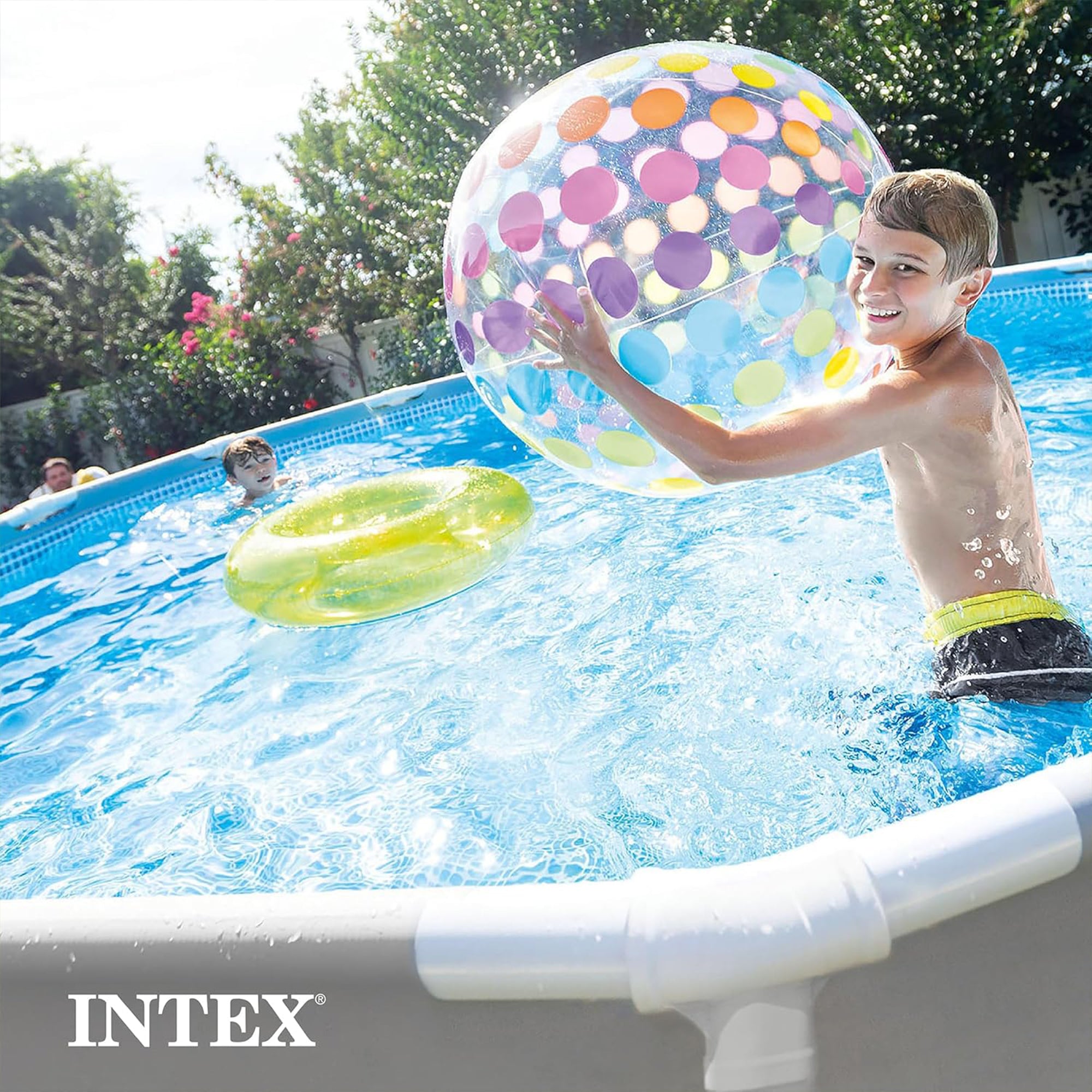 Intex 12 Foot Prism Frame Above Ground Swimming Pool with Pump & Pool Ladder - VMInnovations