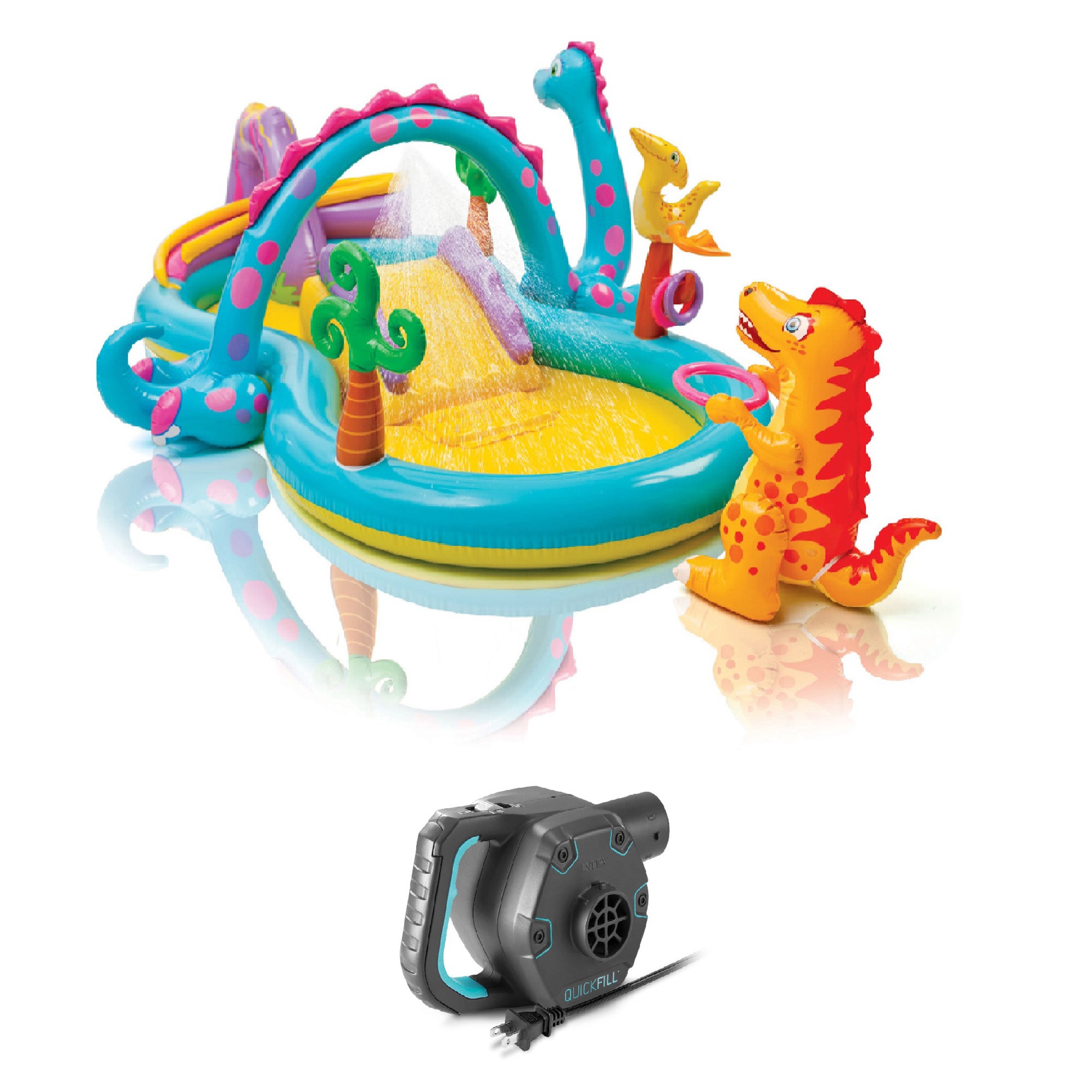 Intex 11' x 7.5' x 44" Dinoland Play Center Kiddie Swimming Pool w/ air pump - VMInnovations