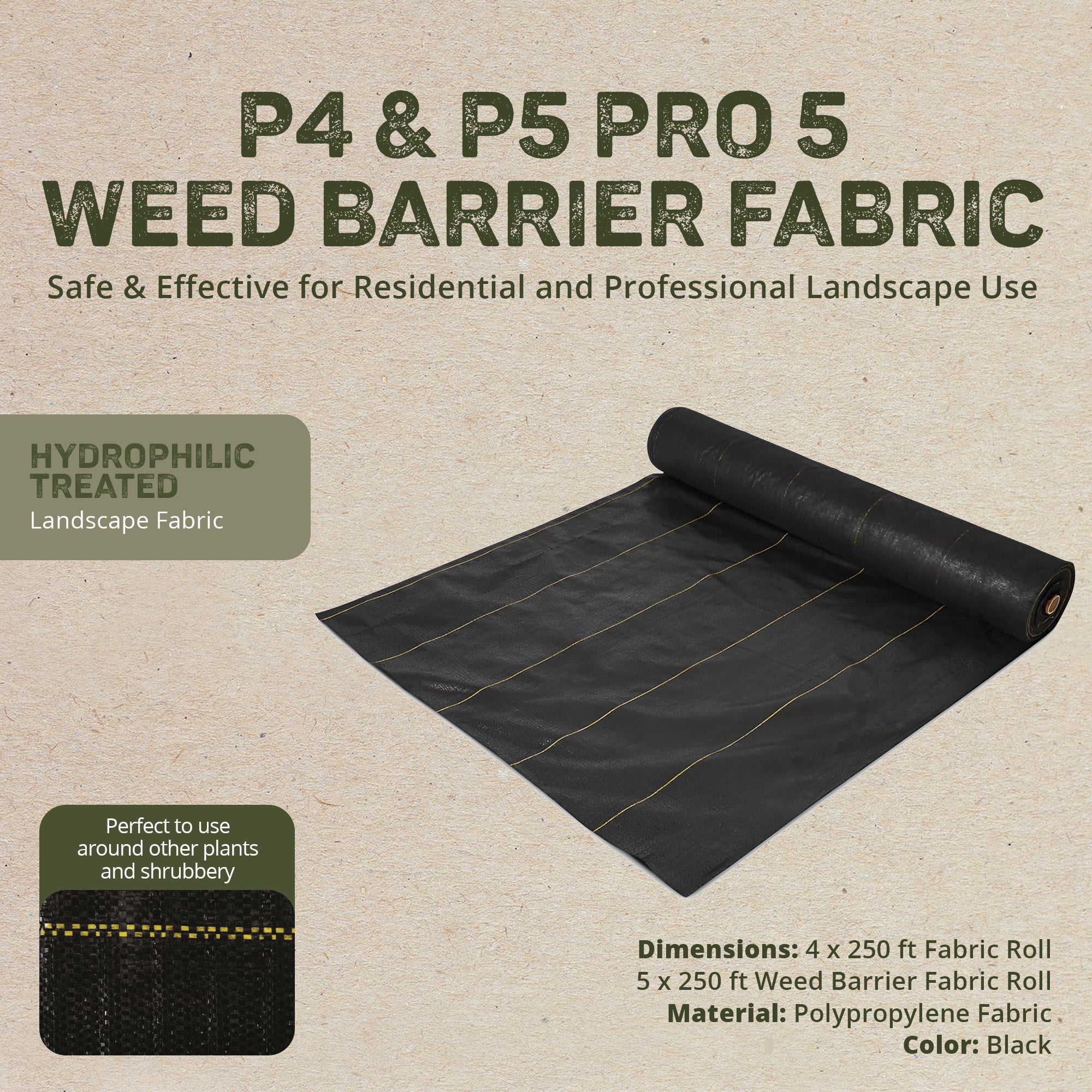 DeWitt P5 Pro 5 Weed Barrier Fabric & DeWitt P4 Pro 5 Weed Barrier Fabric