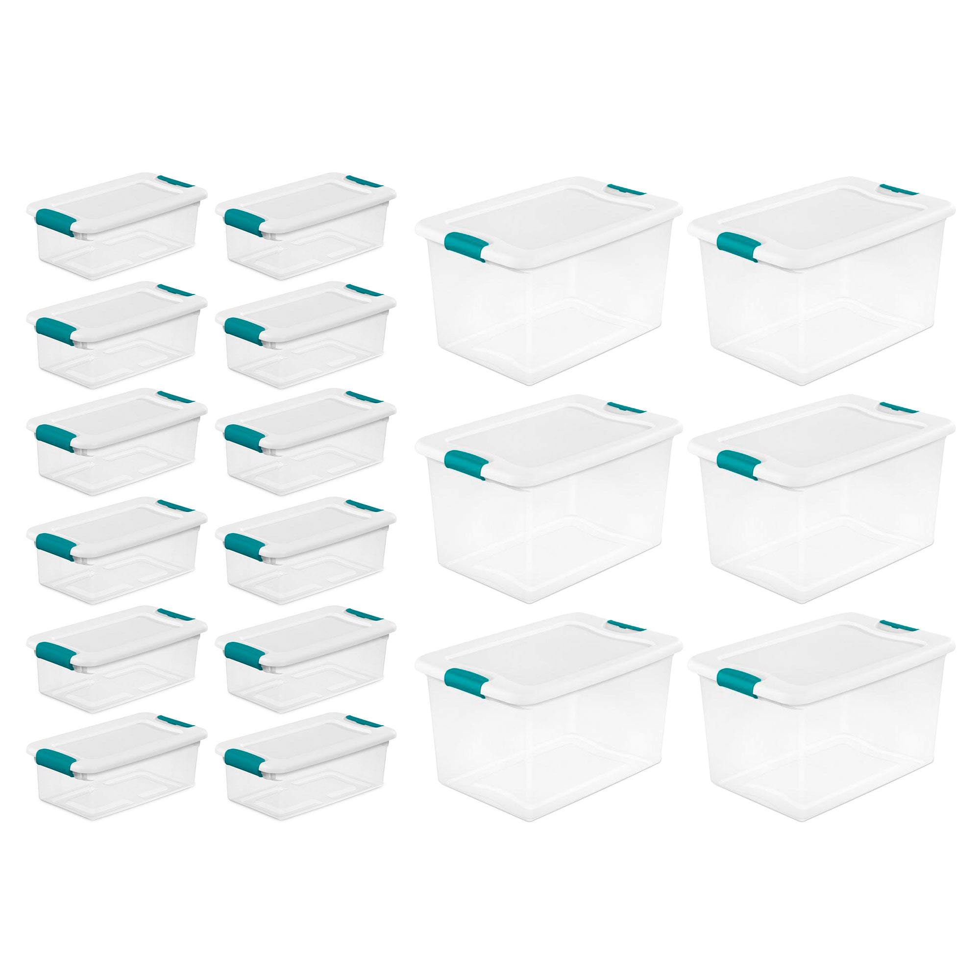 Sterilite 6 Qt Latch Storage Box,12 Pack, and 64 Qt Latch Storage Box, 6 Pack