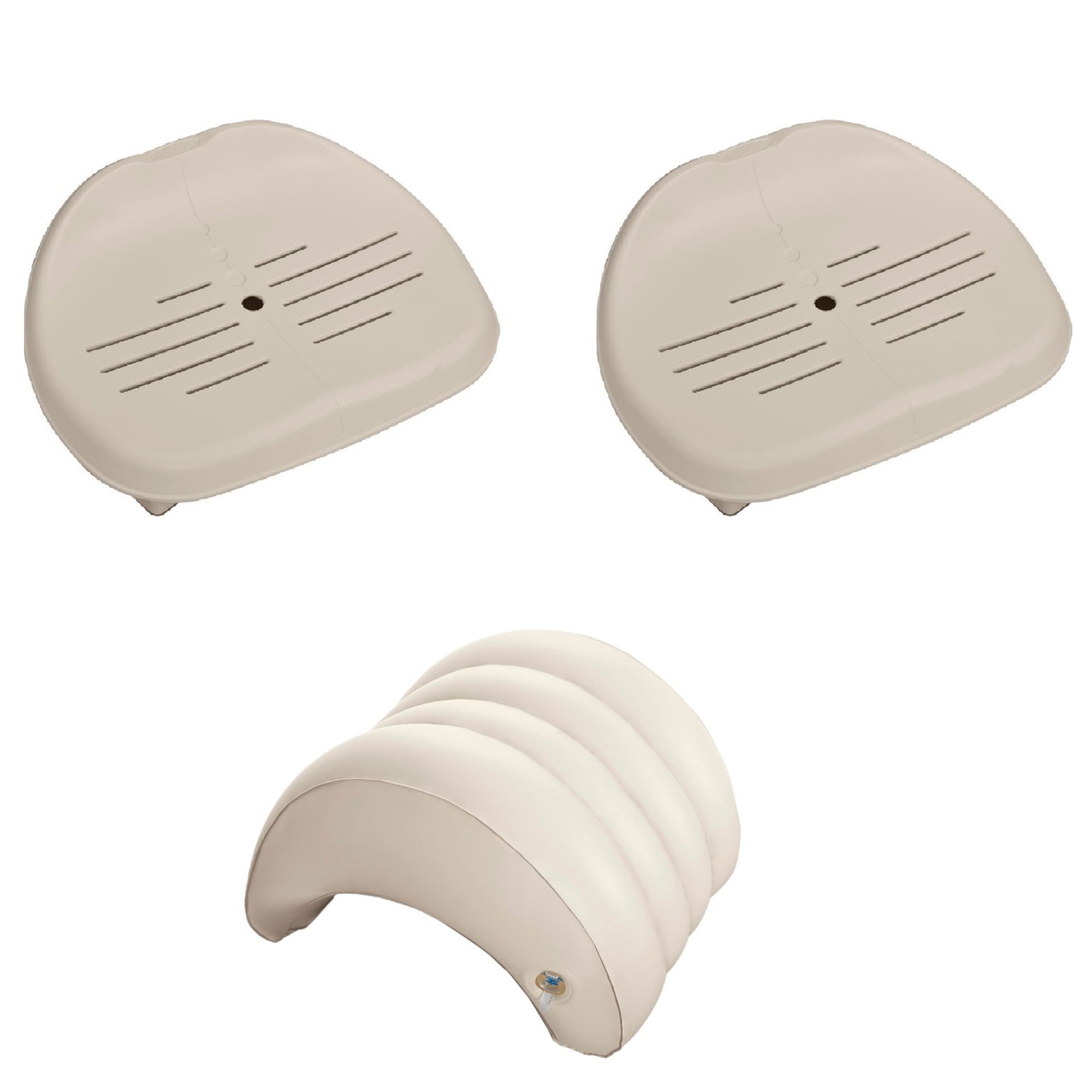 Intex Inflatable Slip Resistant Spa Seat (2 Pack) & Inflatable Headrest Pillow