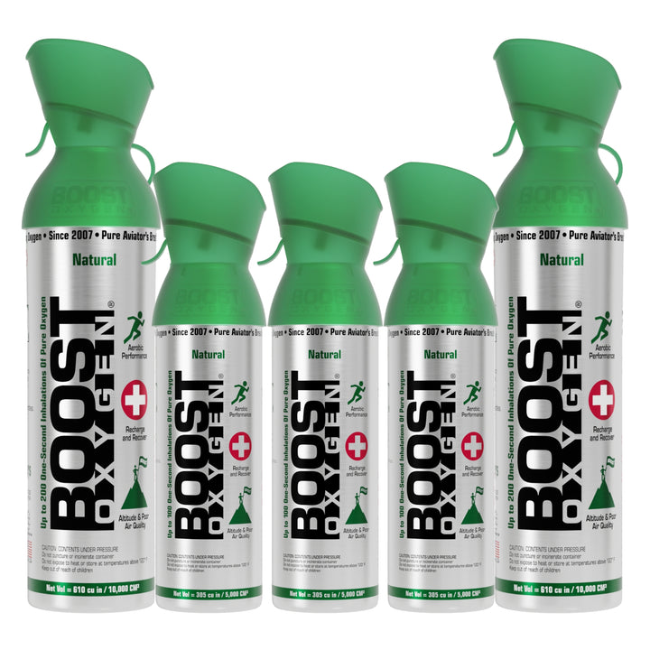 Boost Oxygen 10L Canned Oxygen (2 Pack) & 5L Canned Oxygen (3 Pack), Flavorless - VMInnovations