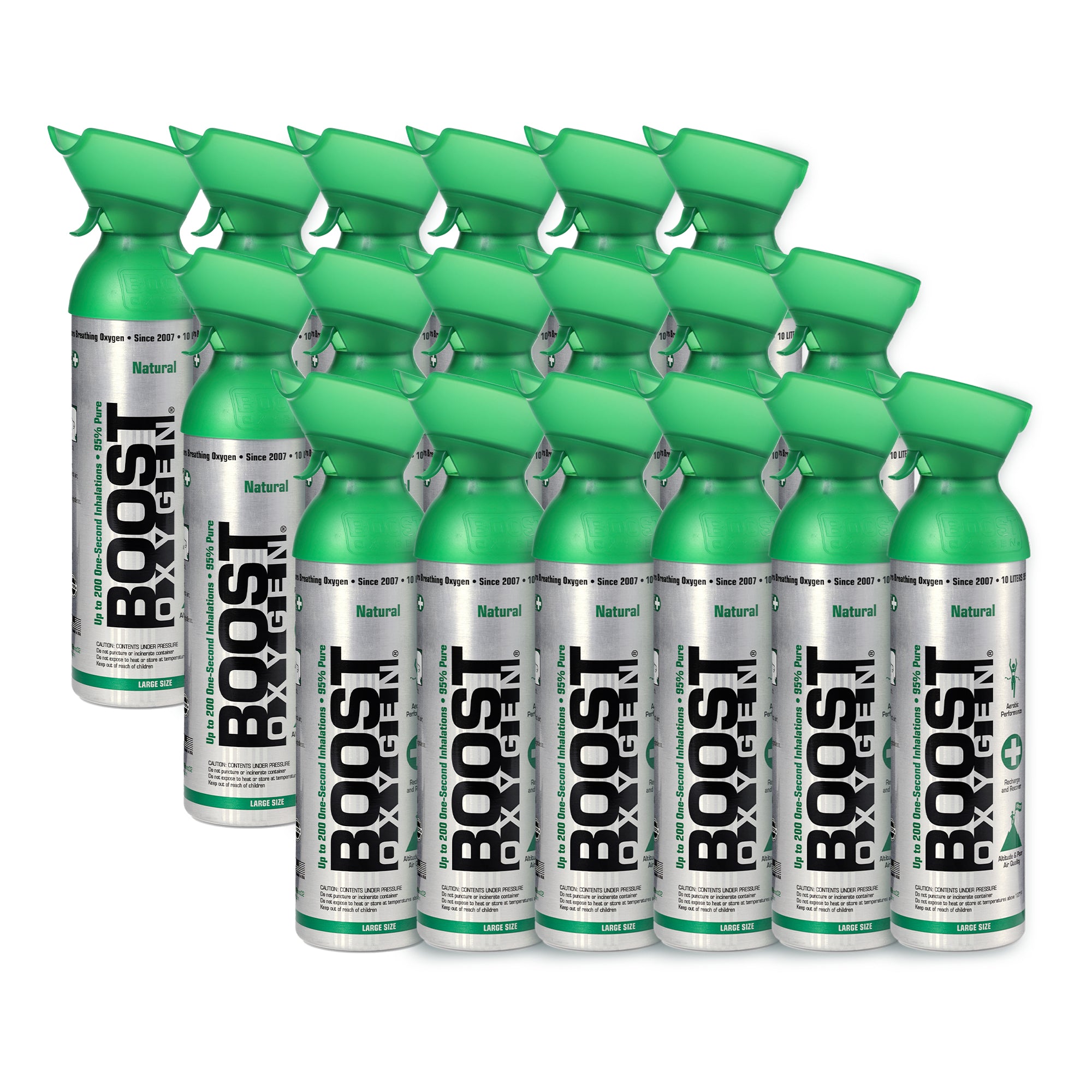Boost Oxygen Natural Portable 10 Liter Pure Canned Oxygen, Flavorless (18 Pack) - VMInnovations