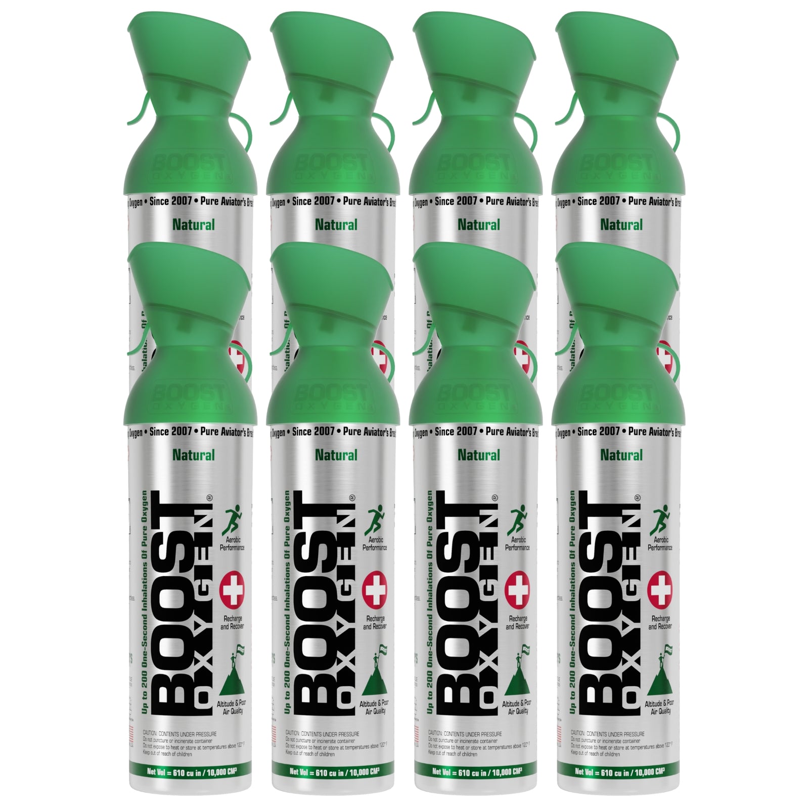 Boost Oxygen 10 Liter Canned Oxygen Bottle with Mouthpiece, Natural (8 Pack) - VMInnovations