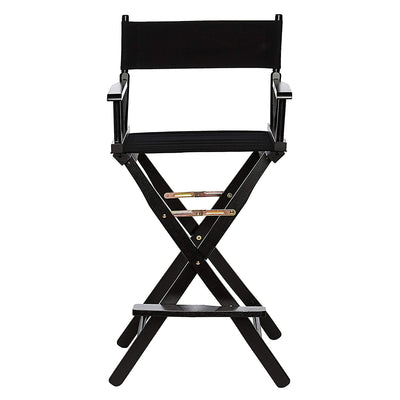 Casual Home Bar Height Directors Chair with Wood Frame, Canvas, Black (Used)