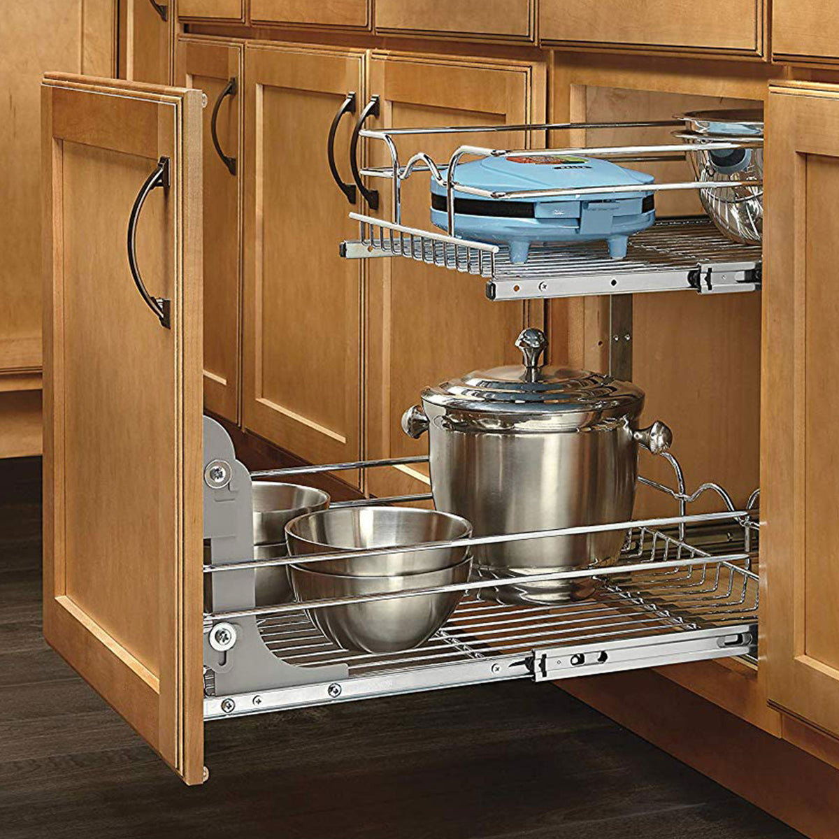 Rev-A-Shelf 5WB2-0918-CR 9"x18" Cabinet 2 Tier Pull Out Wire Baskets (2 Pack)