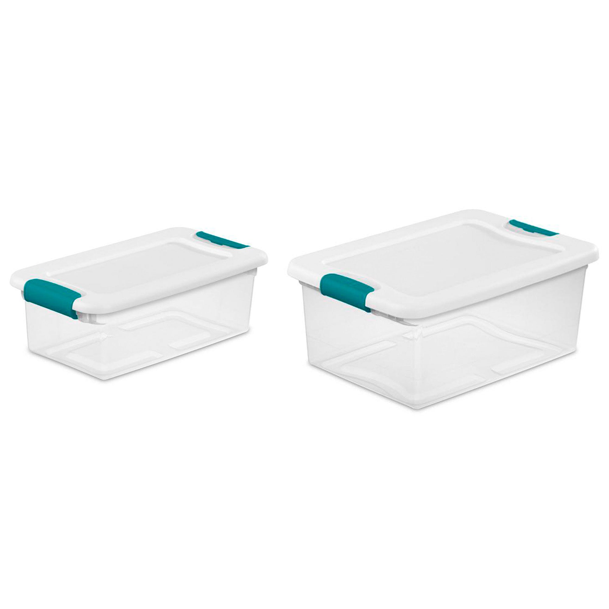 Sterilite 15 Quart Latch Lid Tote, 24 Pack, and 6 Quart Latch Lid Tote, 12 Pack