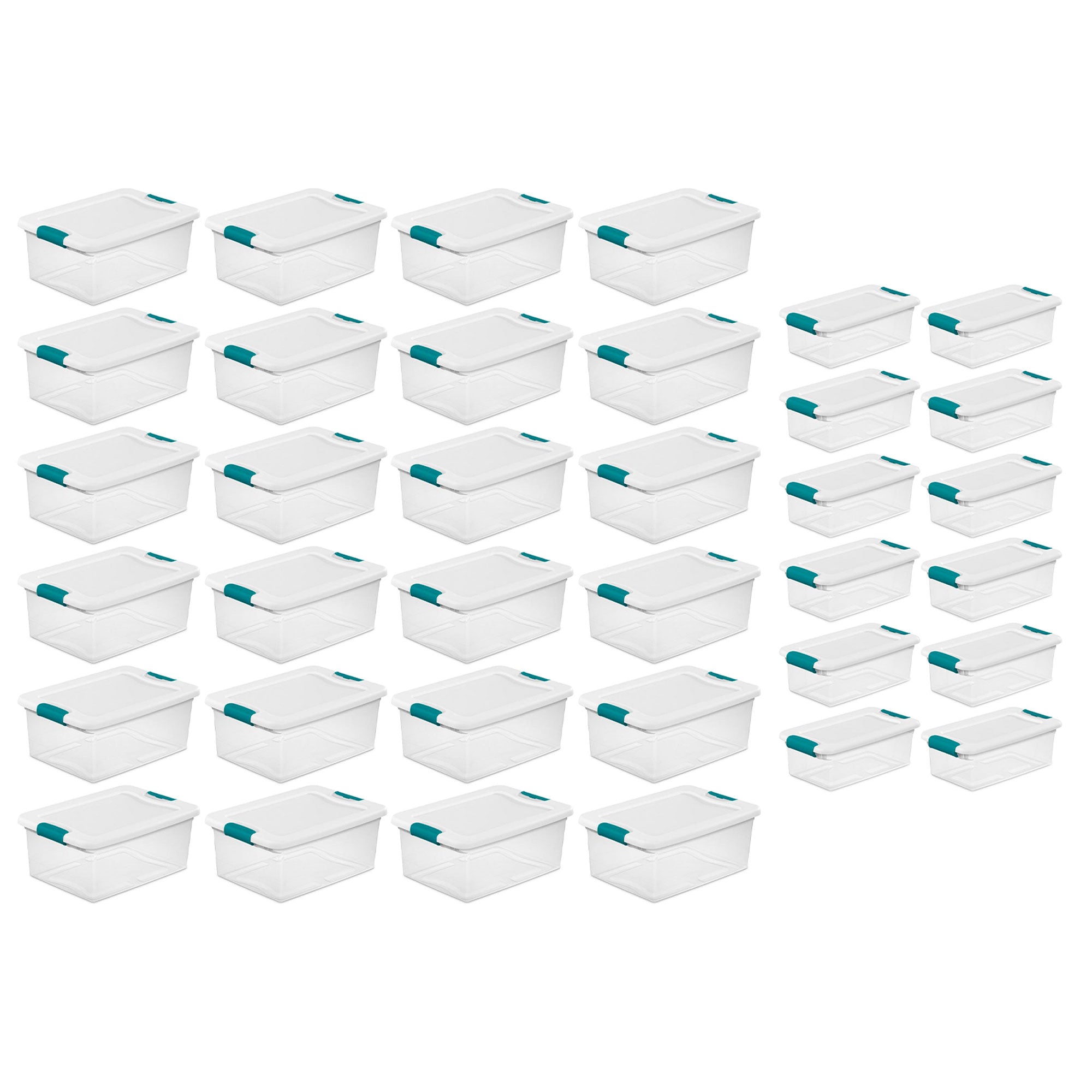 Sterilite 15 Quart Latch Lid Tote, 24 Pack, and 6 Quart Latch Lid Tote, 12 Pack