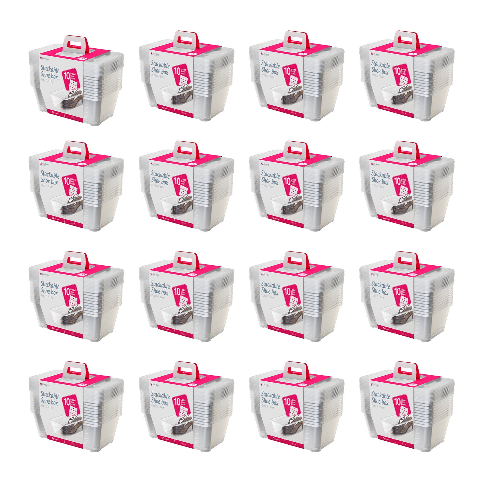 Life Story 6L Shoe & Closet Storage Box Stacking Containers, Clear (160 Pack) - VMInnovations