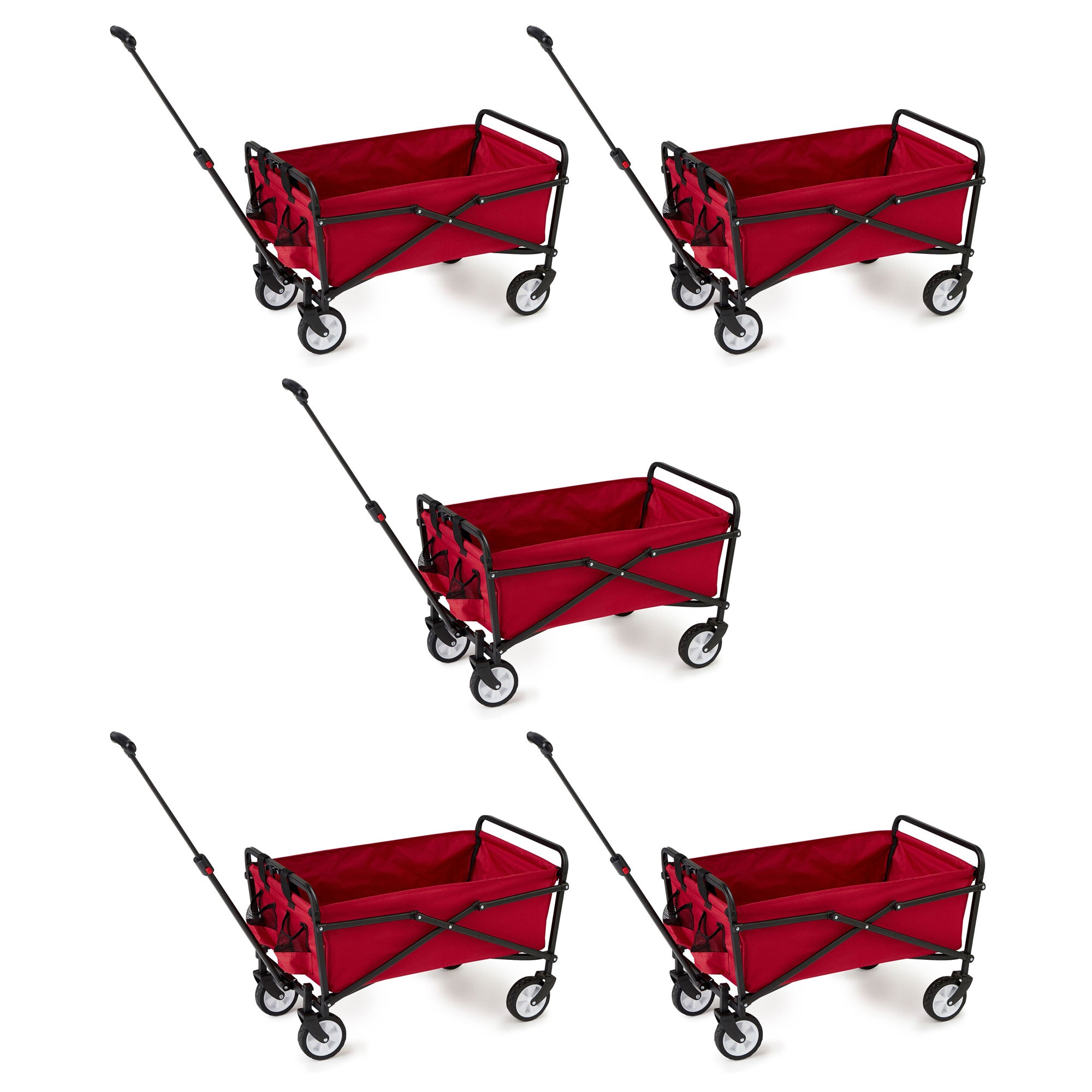Seina Steel Collapsible Folding Outdoor Portable Utility Cart in Red (5 Pack) - VMInnovations