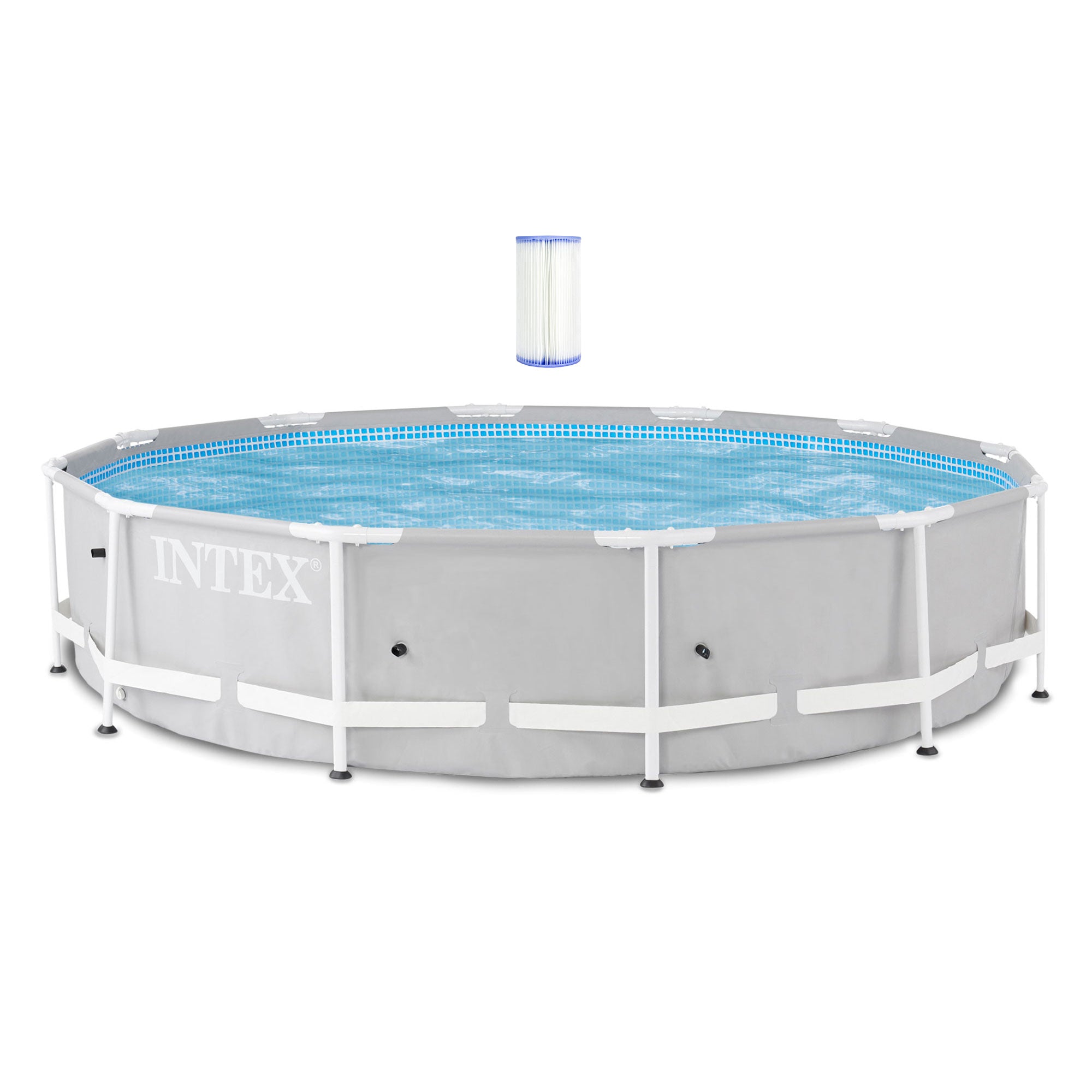 Intex 12' x 30" Steel Frame Above Ground Pool & Type A & C Filter Pump Cartridge - VMInnovations