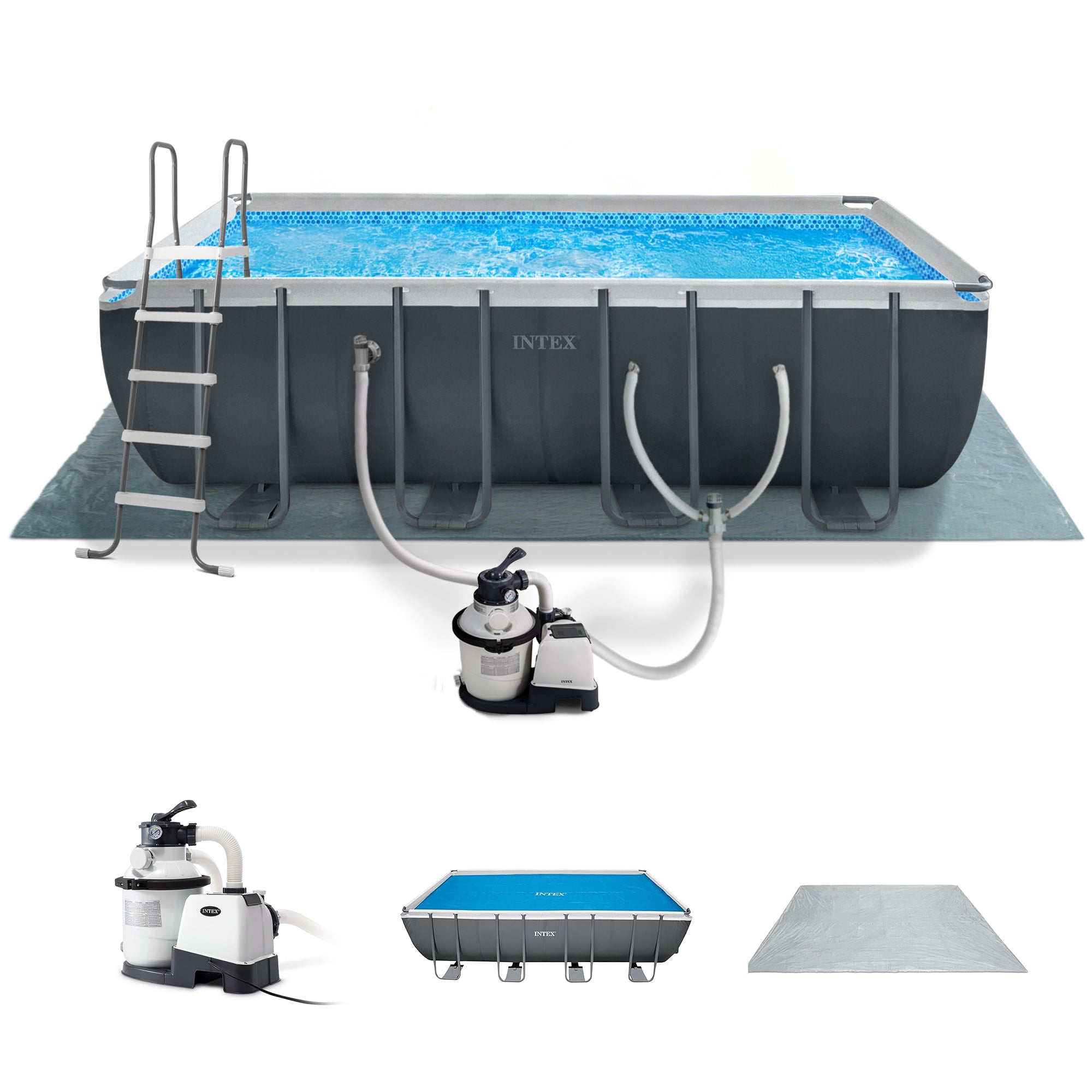 INTEX Ultra 18'x 9'x52" Ultra XTR Rectangular Frame Swimming Pool & Solar Cover - VMInnovations