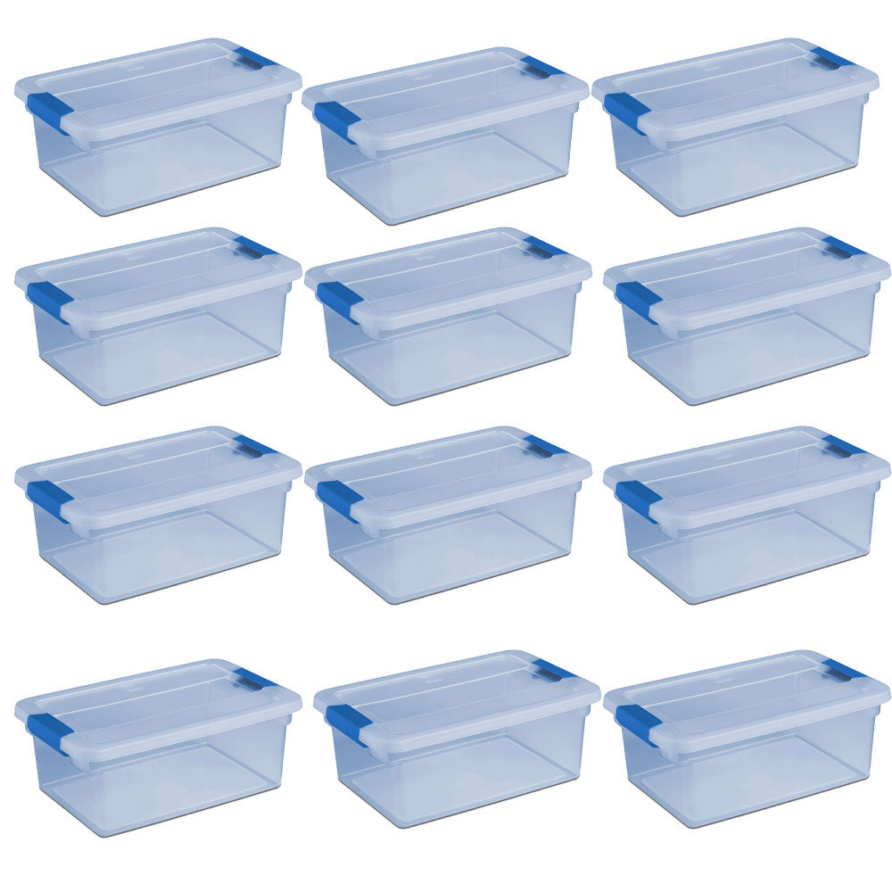 Sterilite ClearView Latch 15 Quart Plastic Storage Container Bin, Blue (12 Pack) - VMInnovations