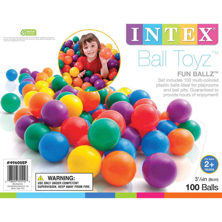 Intex 100 Pieces Large Plastic Fun Ballz for Ball Pits, Multicolor (6 Pack) - VMInnovations