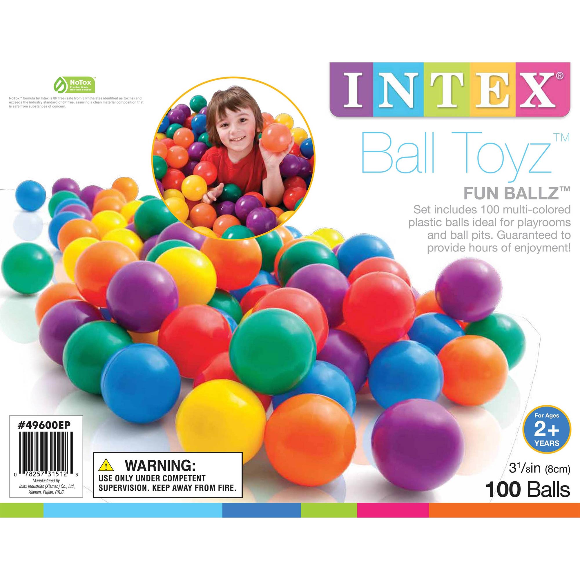 Intex 100 Pieces Large Plastic Fun Ballz for Ball Pits, Multicolor (6 Pack) - VMInnovations