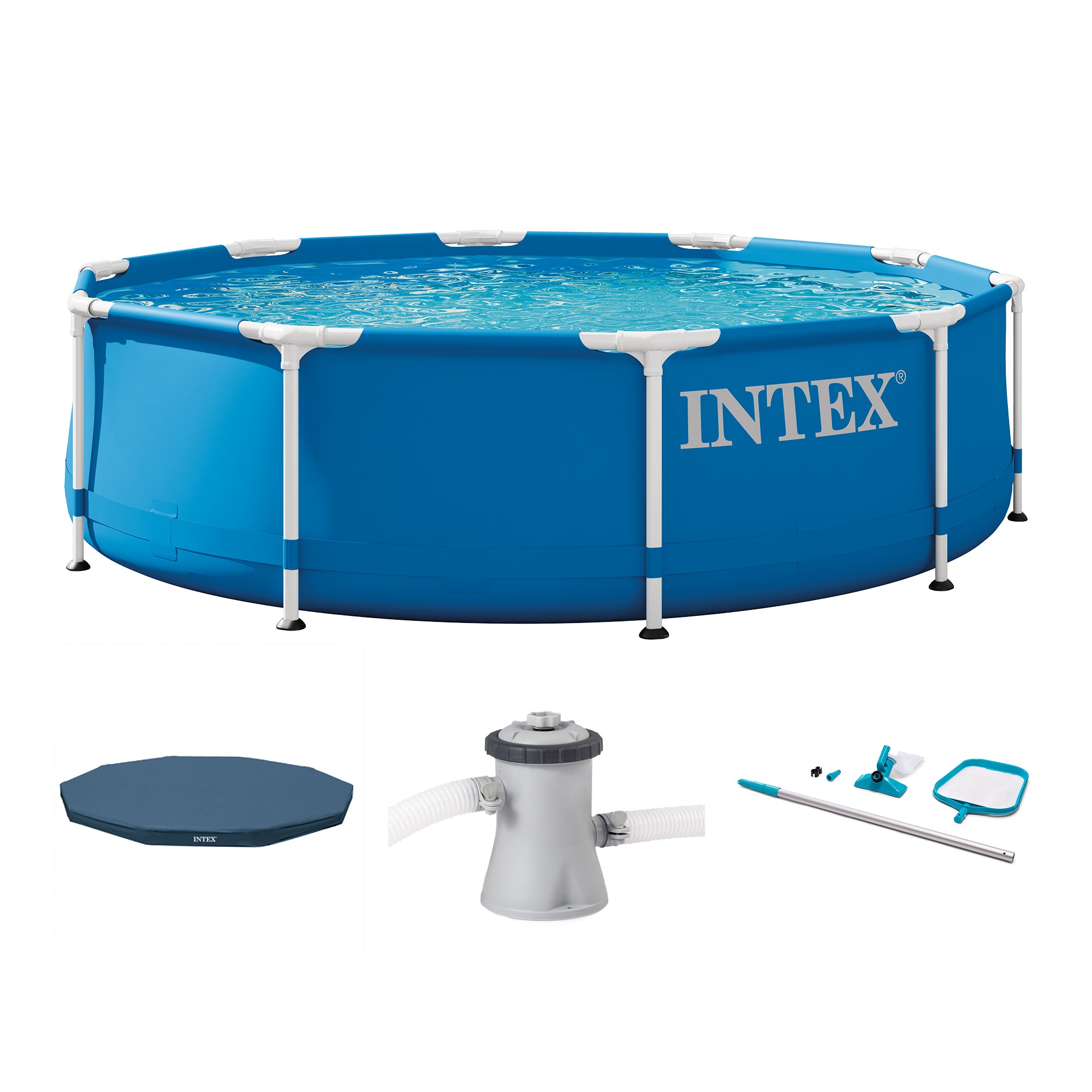 Intex Pool Kit w/ Intex 10 x 2.5-Ft Pool Set w/ Filter Pump w/ 10-Ft Pool Cover